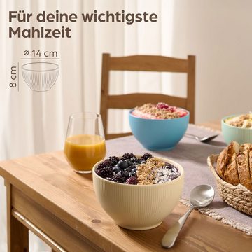 Cosumy Müslischale Matt Groß 700ml Porzellan auch als Servierschale & Suppenschale, Keramik, (6er Set, 6-tlg), Mikrowellengeeignet - Müsli Snackschale Schüsseln