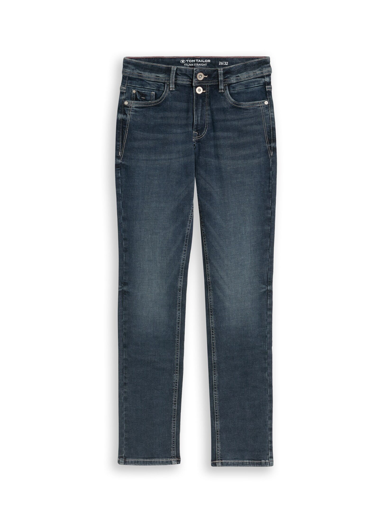 TOM TAILOR Straight-Jeans Jeanshosen TTLIVA STRAIGHT Jeans mit Stretch