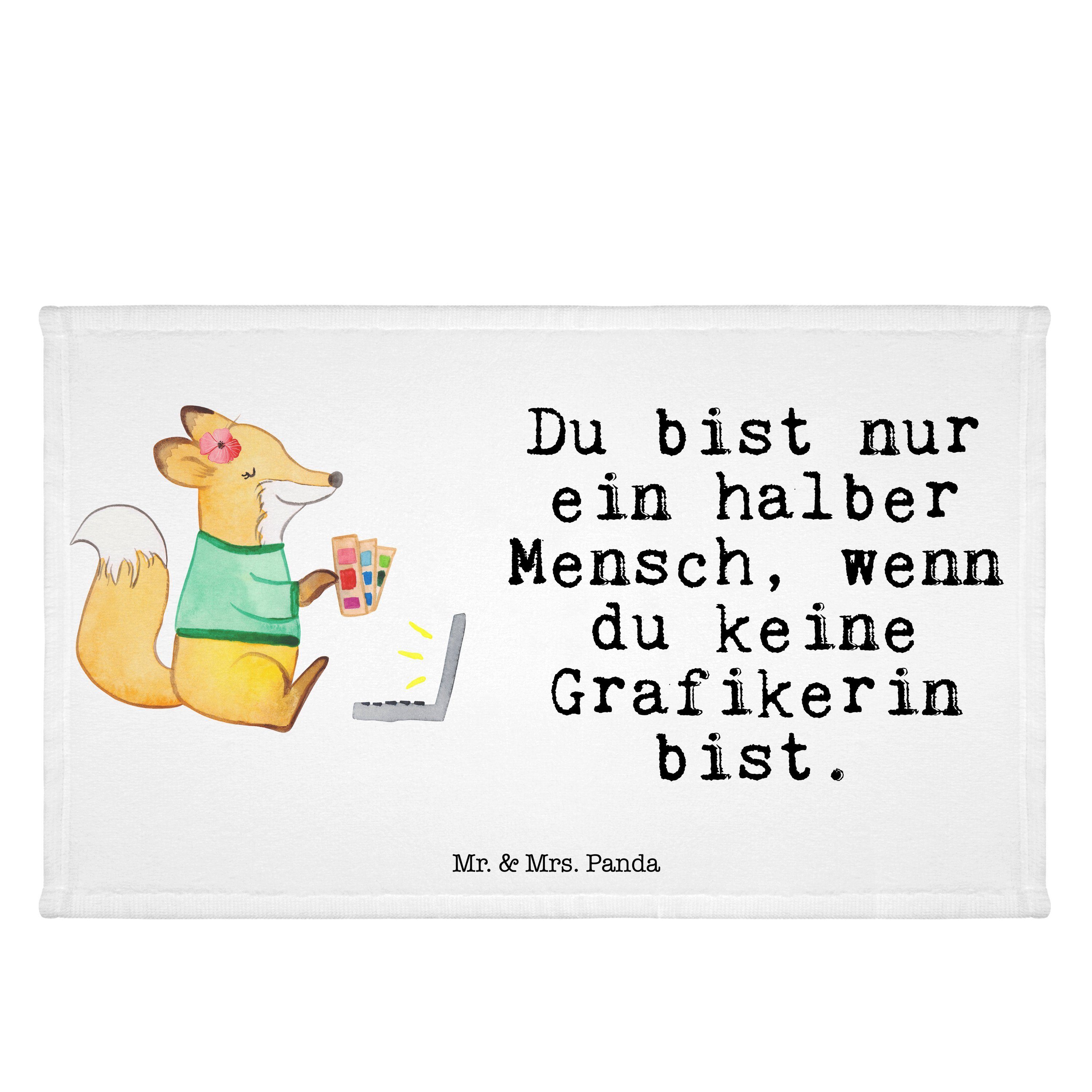 Mr. & Mrs. Panda Handtuch Grafikerin mit Herz - Weiß - Geschenk, Sport Handtuch, Kollegin, Kind, (1-St)