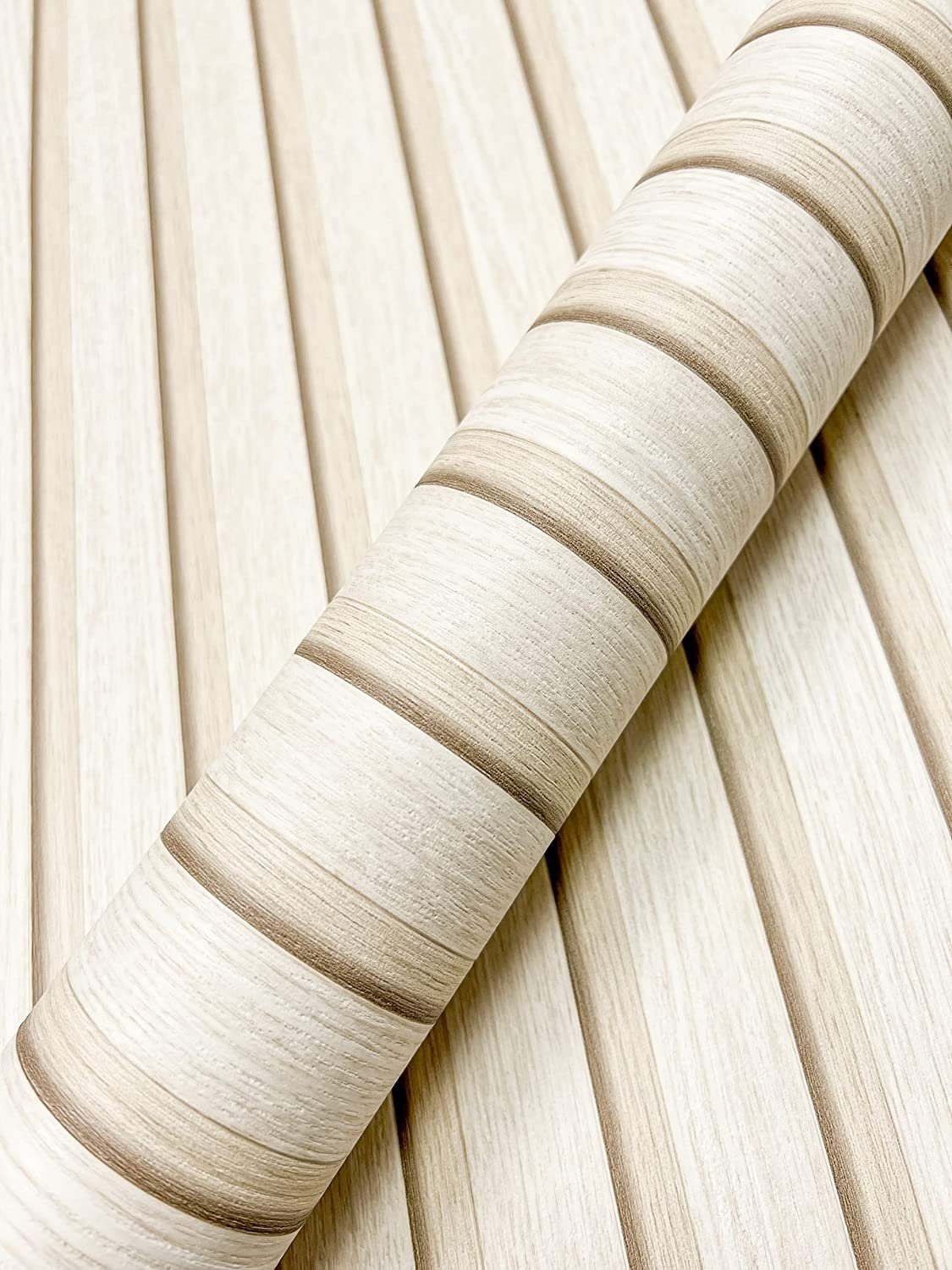 Newroom Vliestapete Paneel 2,5x0,53m Barcley Creme Tapete Holztapete, Holzwand Lamellen - Lamellenwand Naturholz Skandi Modern Wohnzimmer Schlafzimmer Tapete Ho – Bild 3 von 4