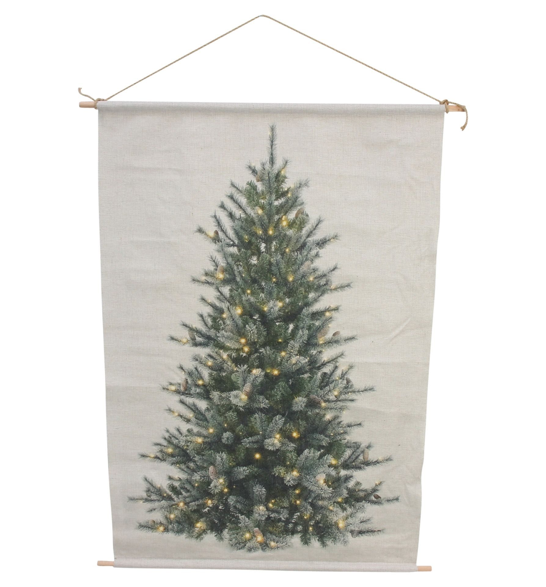 Frank Flechtwaren Wandbild "Christbaum" LED Wanddeko aus Textil, Stoff Wandbild zum Aufhängen, Weihnachtsbaum, 60x90 cm, Weihnachtsdeko mit integrierter Beleuchtung