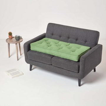 Homescapes Sitzkissen Sitzauflage für Zweisitzer-Sofa 100 x 48 cm – dickes Sitzkissen grün