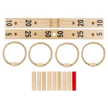 Idena Spiel, Idena 40199 - Ringwurf-Spiel aus Holz mit 9 Spielstäben und 4 Ringen