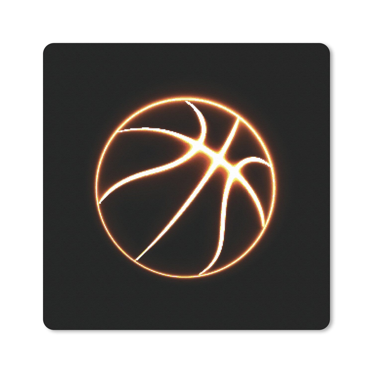 MuchoWow Gaming Mauspad Eine Illustration eines leuchtenden Basketballs (1-St), Gaming, Rutschfester Unterseite, Mausunterlage, 80x80 cm, XXL, Großes