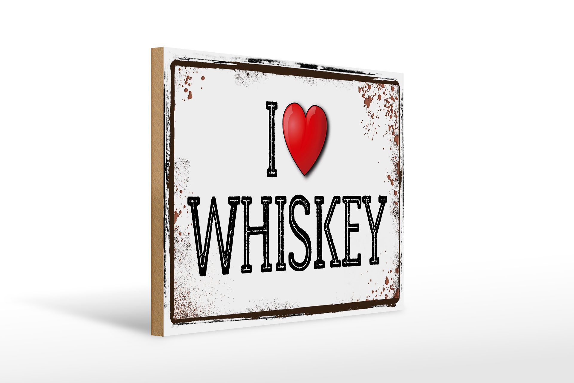 Holzbild 40x30cm i love Whiskey Wanddeko