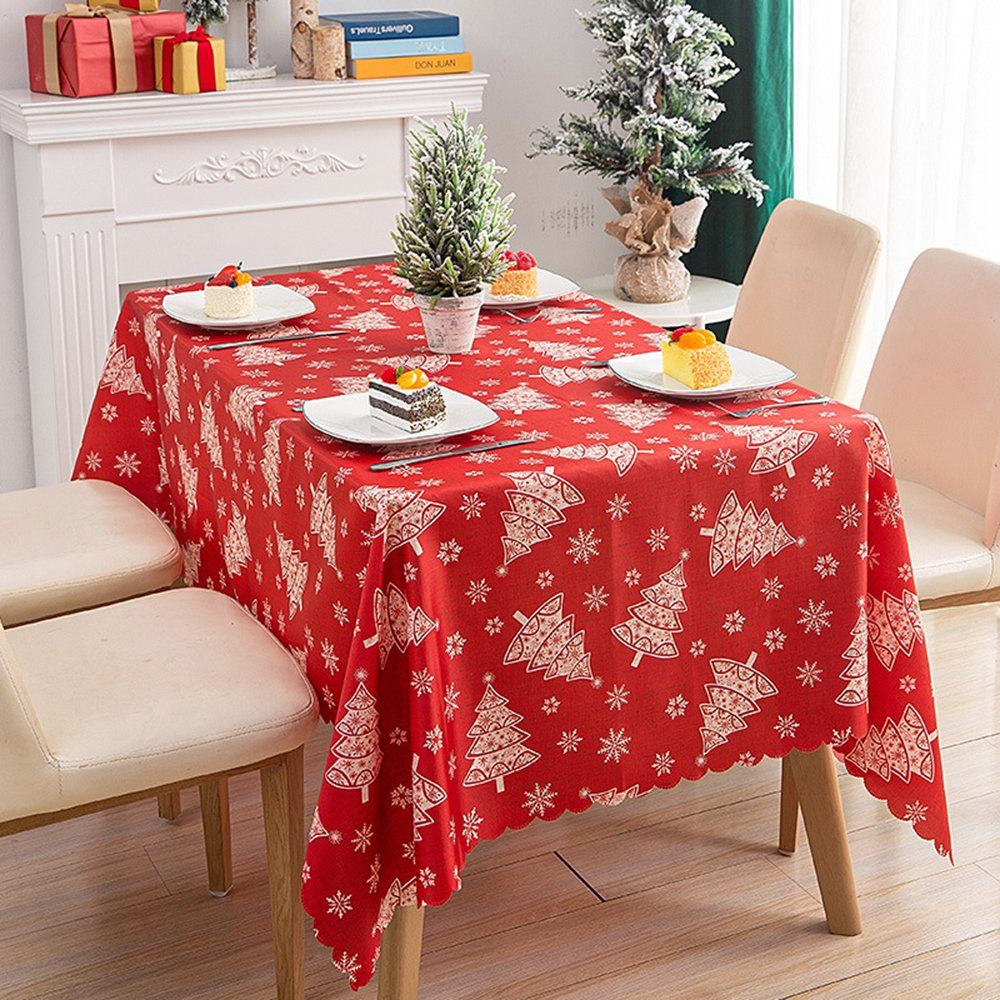 Housruse Tischdecke rechteck weihnachtstischdecke weihnachtsbaum rot  weihnachtsdekoration
