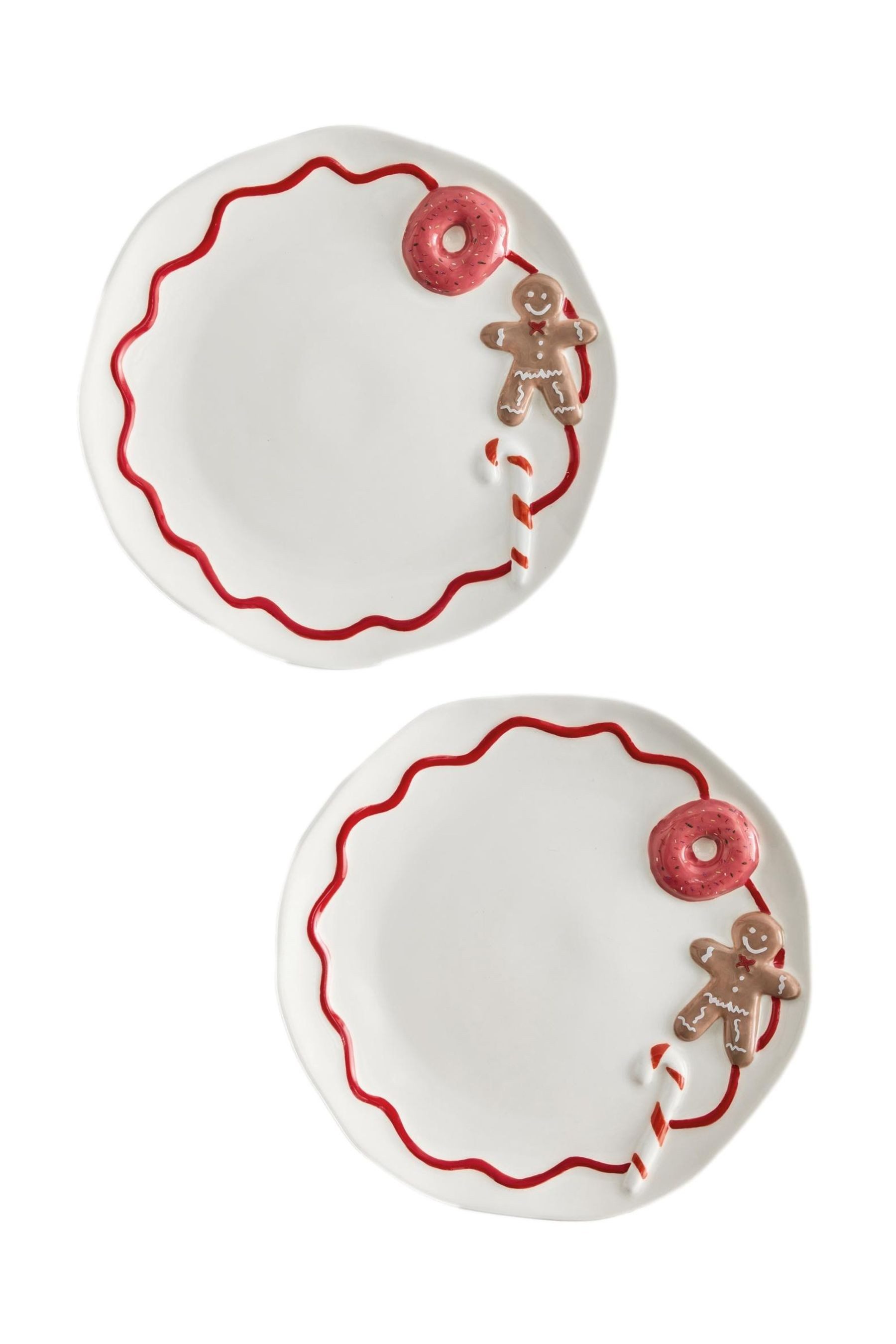 Next Geschirr 2er-Set Beilagenteller, Christmas Food, Steingut