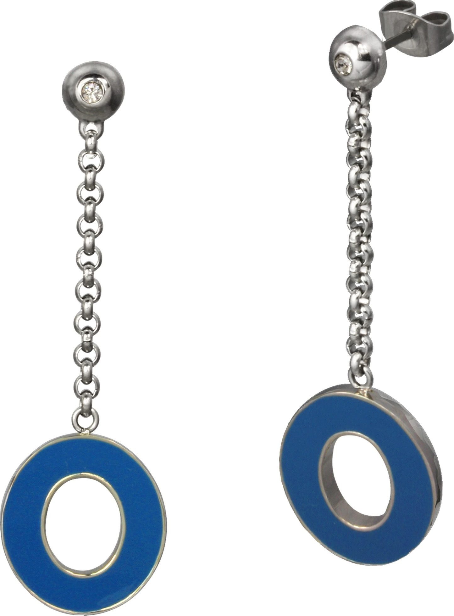Amello Paar Ohrhänger Amello Ohrringe Edelstahl Ohrhänger Oval (Ohrhänger), Damen Ohrhänger Oval Edelstahl stahlfarben, blau, weiß Emaillelack
