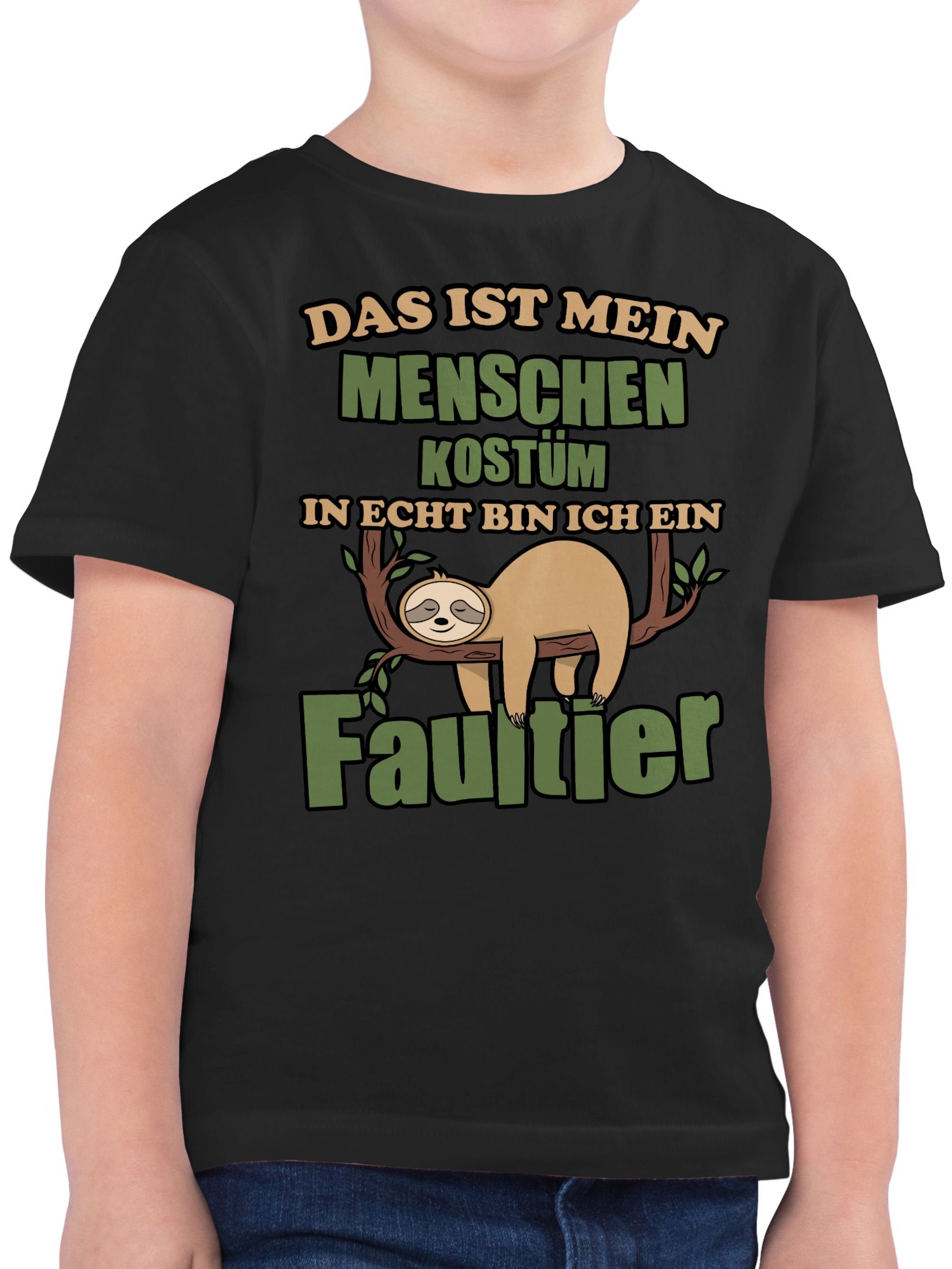 Shirtracer T-Shirt Das ist mein Menschen Kostüm in echt bin ich ein Faultier schlafend Karneval & Fasching 2 Schwarz