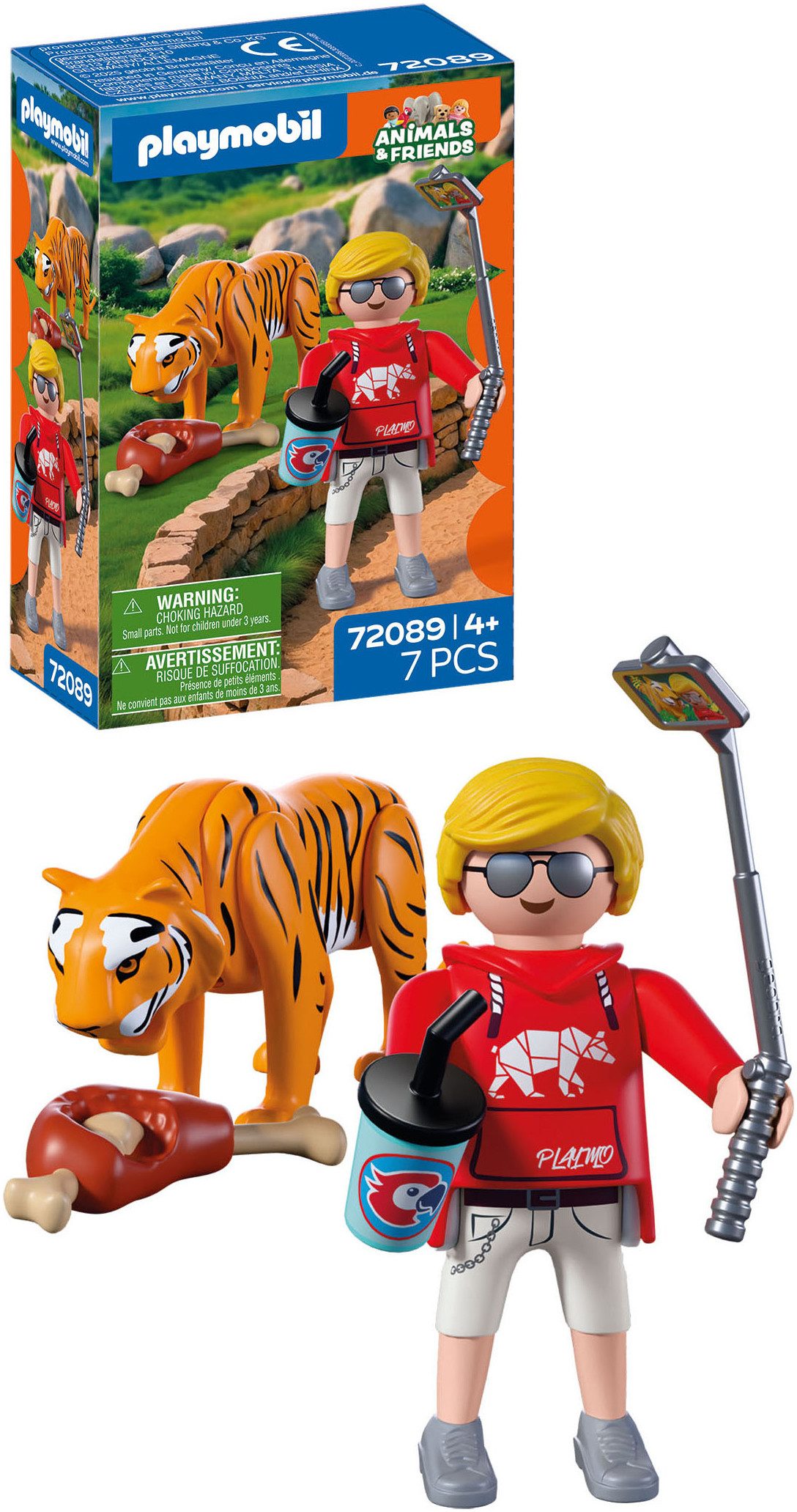 Playmobil® Zoo: Tiger und Besucher (72089), Animals & Friends Konstruktions-Spielset, (7 St), Made in Europe