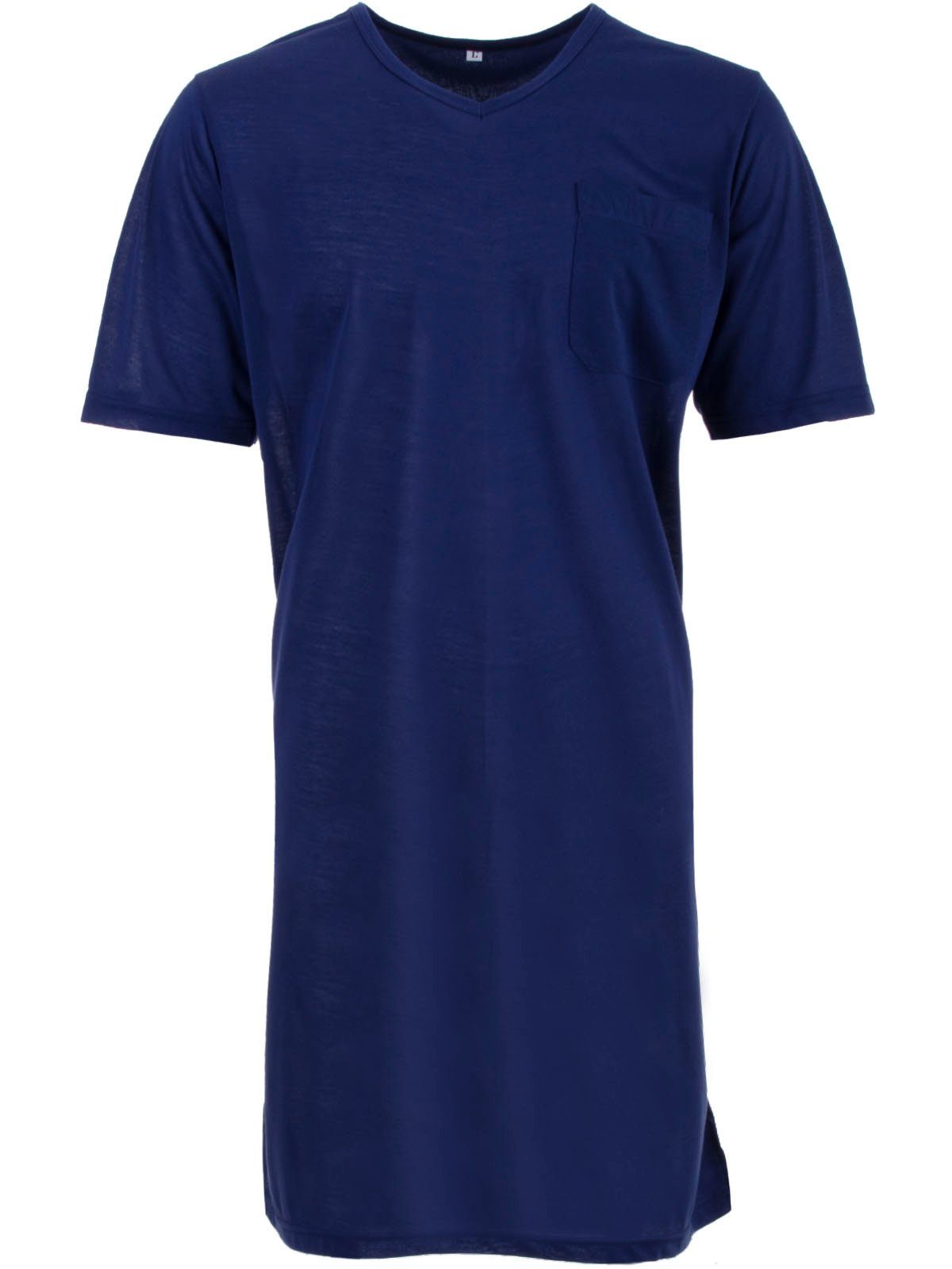 Lucky Nachthemd Nachthemd Kurzarm - Uni V-Ausschnitt navy