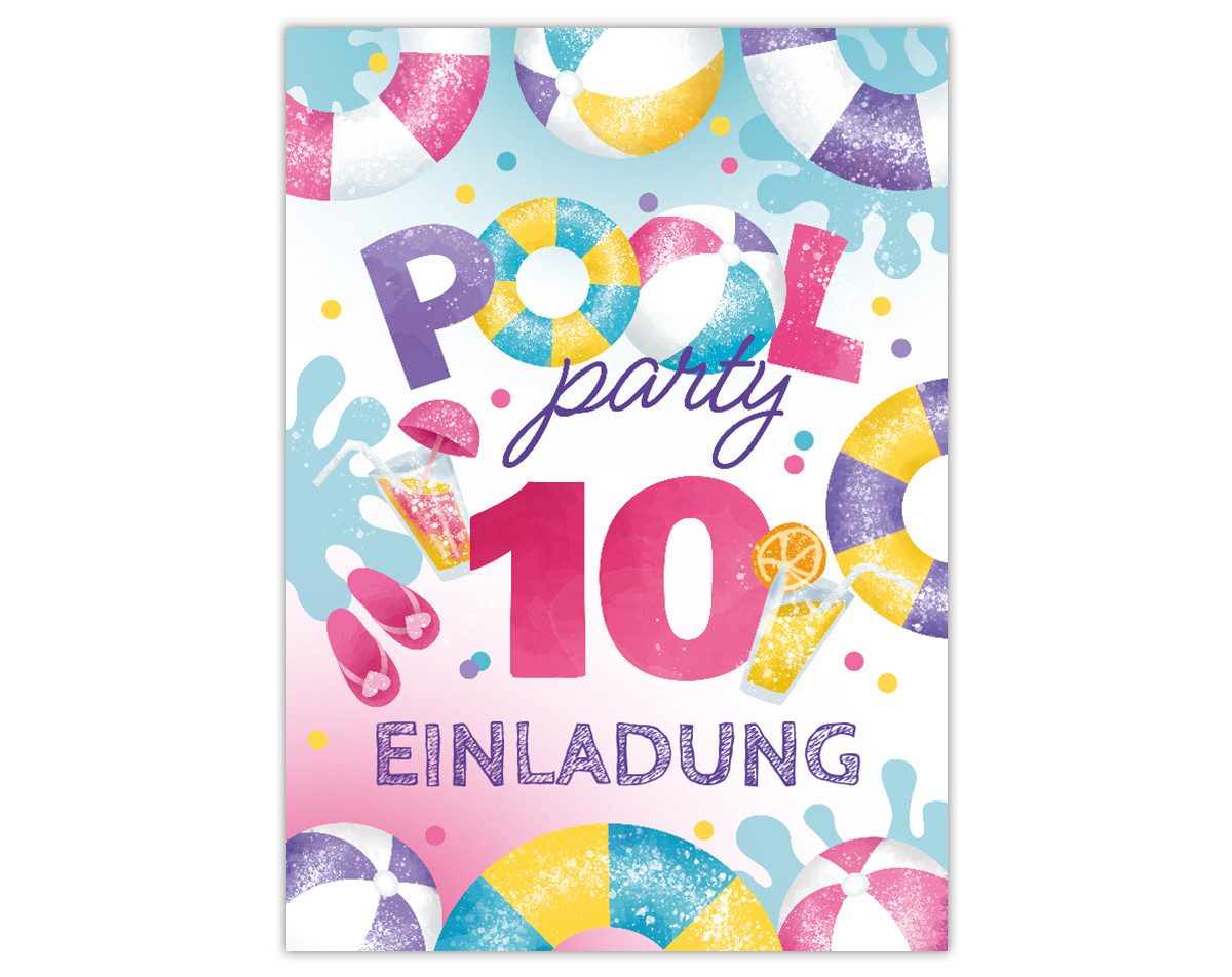 Einladungskarten Pool Party Einladungen zum 10. Kindergeburtstag Karten Schwimmbad