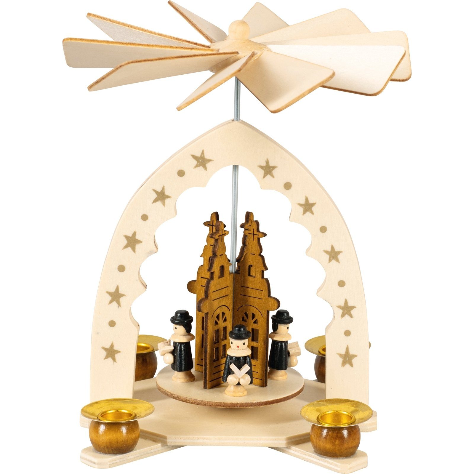 HGD Holz-Glas-Design Weihnachtspyramide Tischpyramide Kurrende, für 4 Pyramidenkerzen
