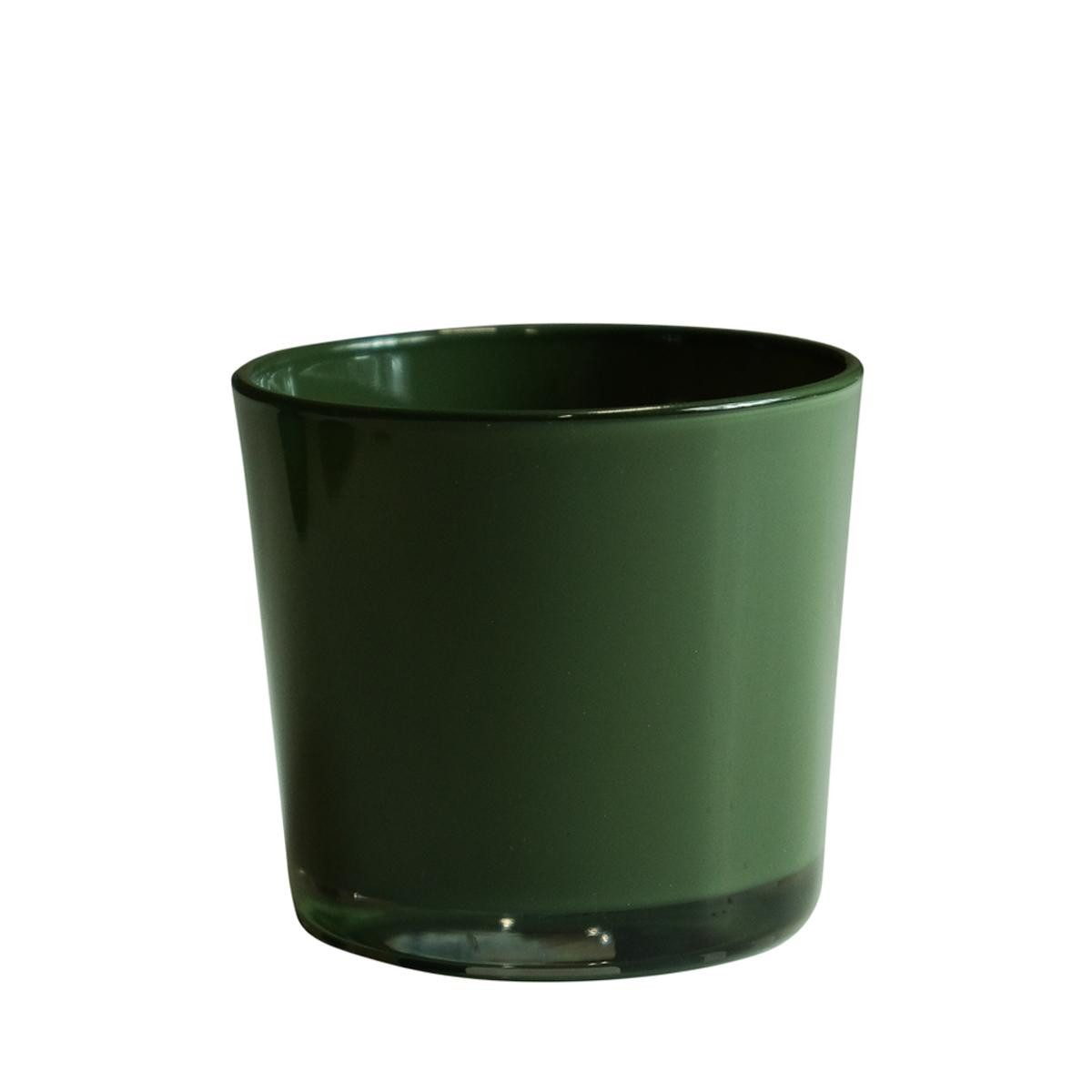 INNA-Glas Blumentopf Übertopf ALENA, dunkelgrün, 12,5cm, Ø14,5cm