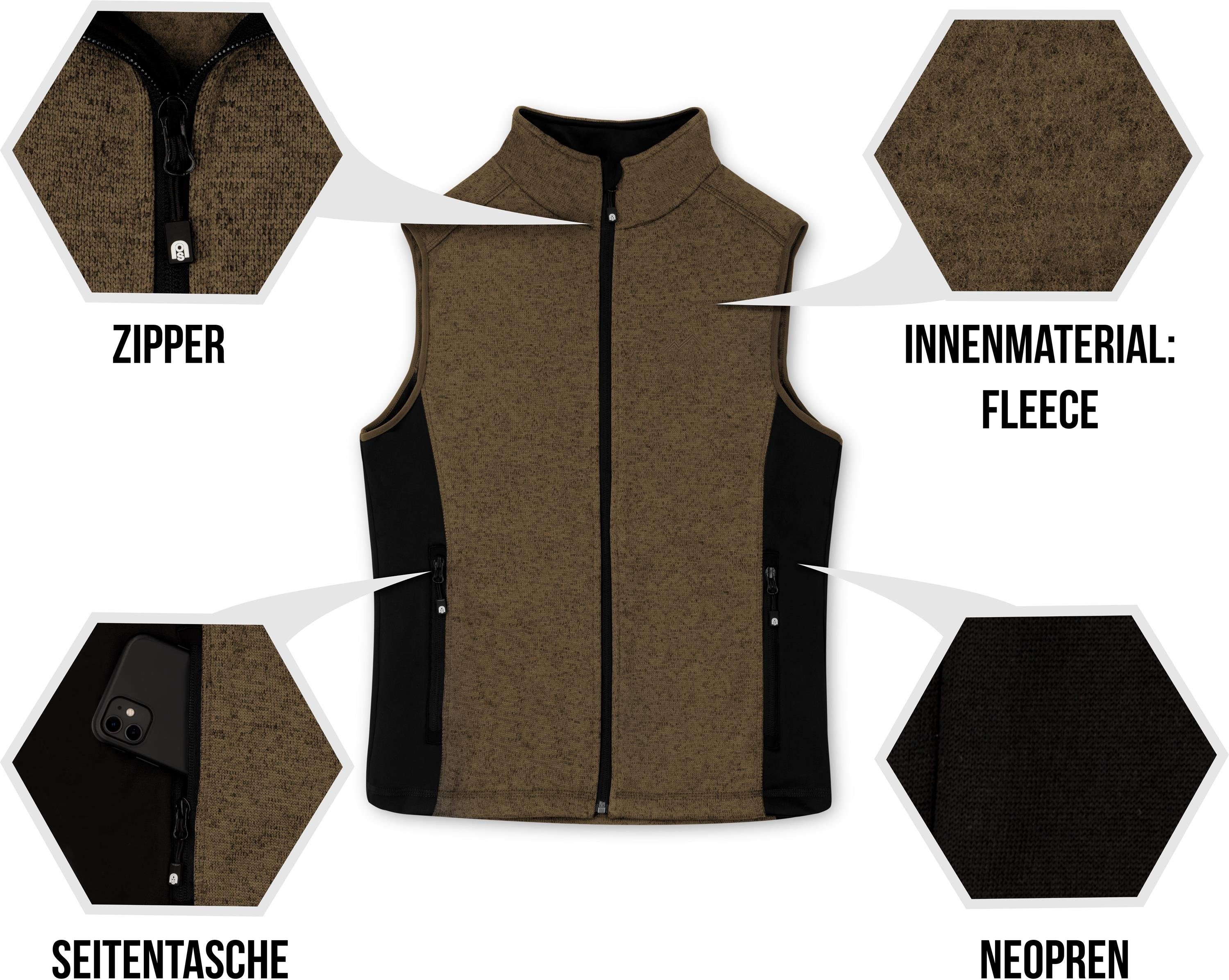 normani Fleeceweste Herren Strick-Fleeceweste Shamattawa Winterweste mit Seitentaschen und Neopren - Ärmellose Strickweste