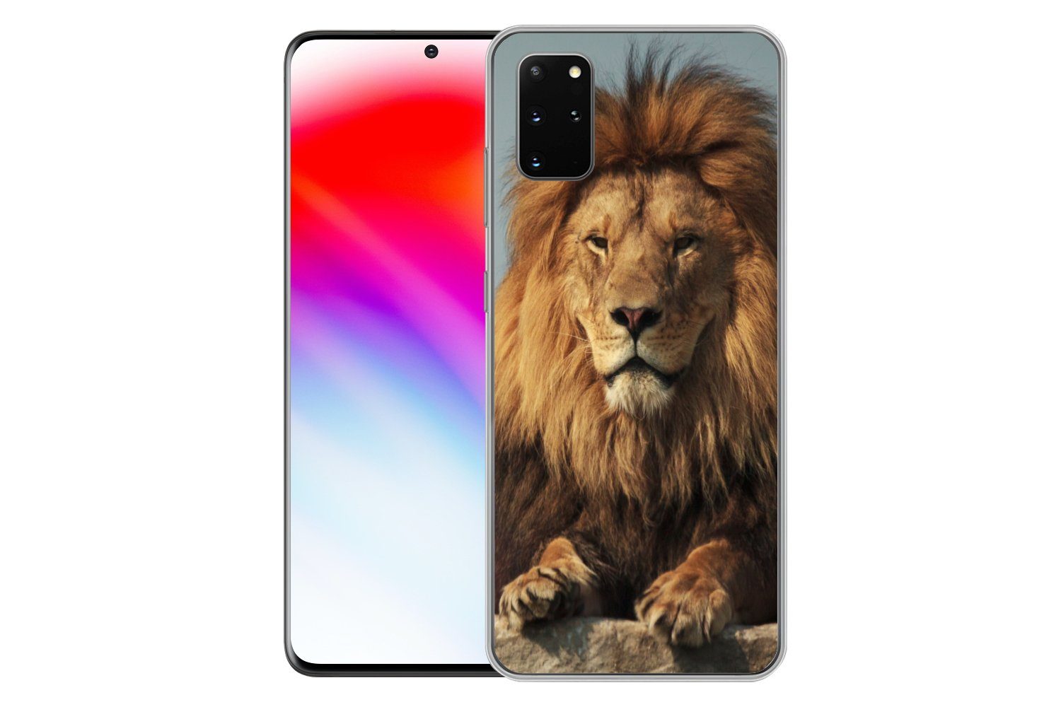 MuchoWow Handyhülle für Samsung Galaxy S20 Plus Löwe - Felsen - Porträt, Phone Case, Silikon, Schutzhülle Dünn