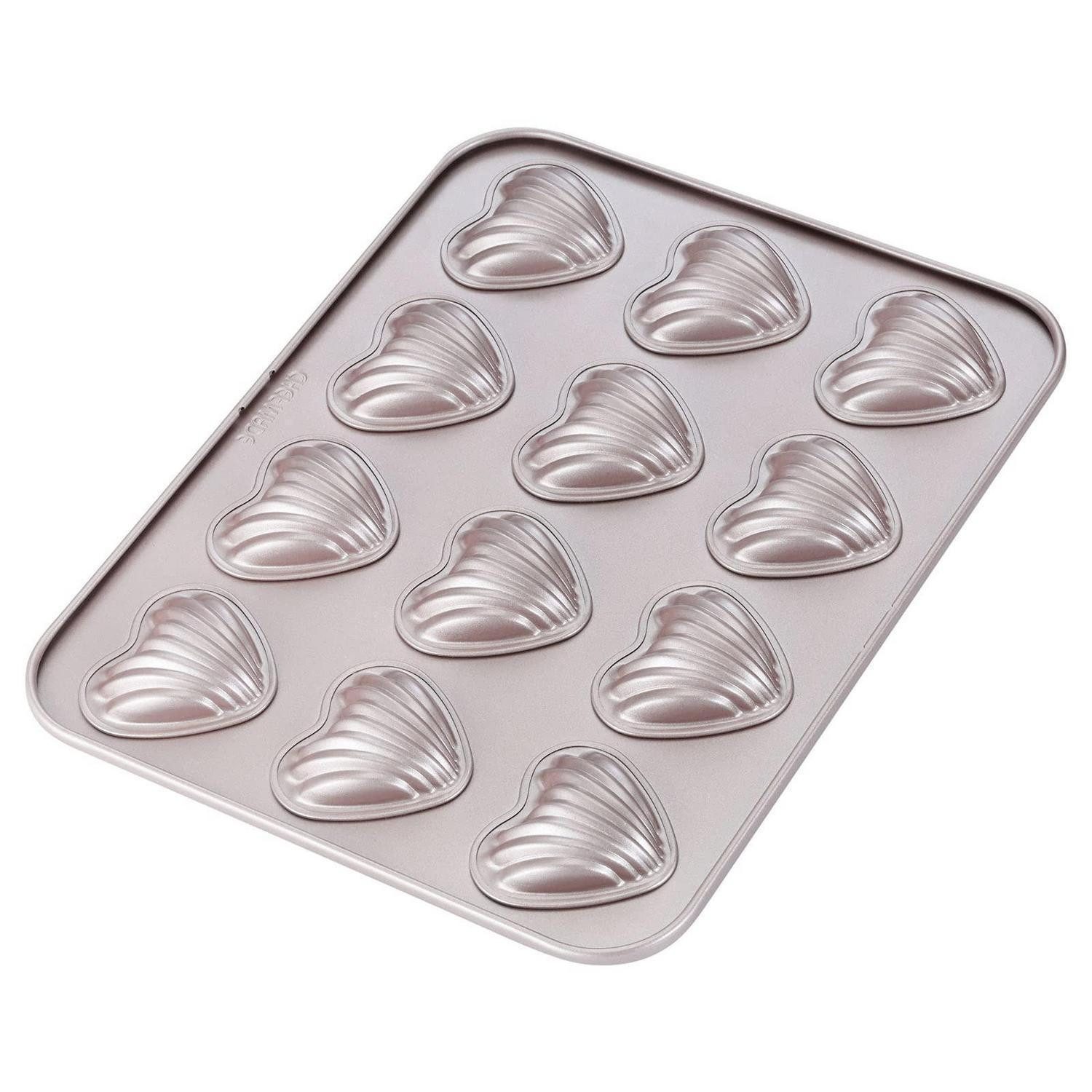 LuxusKollektion Herzkuchenform Madeleine Form Herz 12 Hohlräume Champagner Gold, (12-tlg)