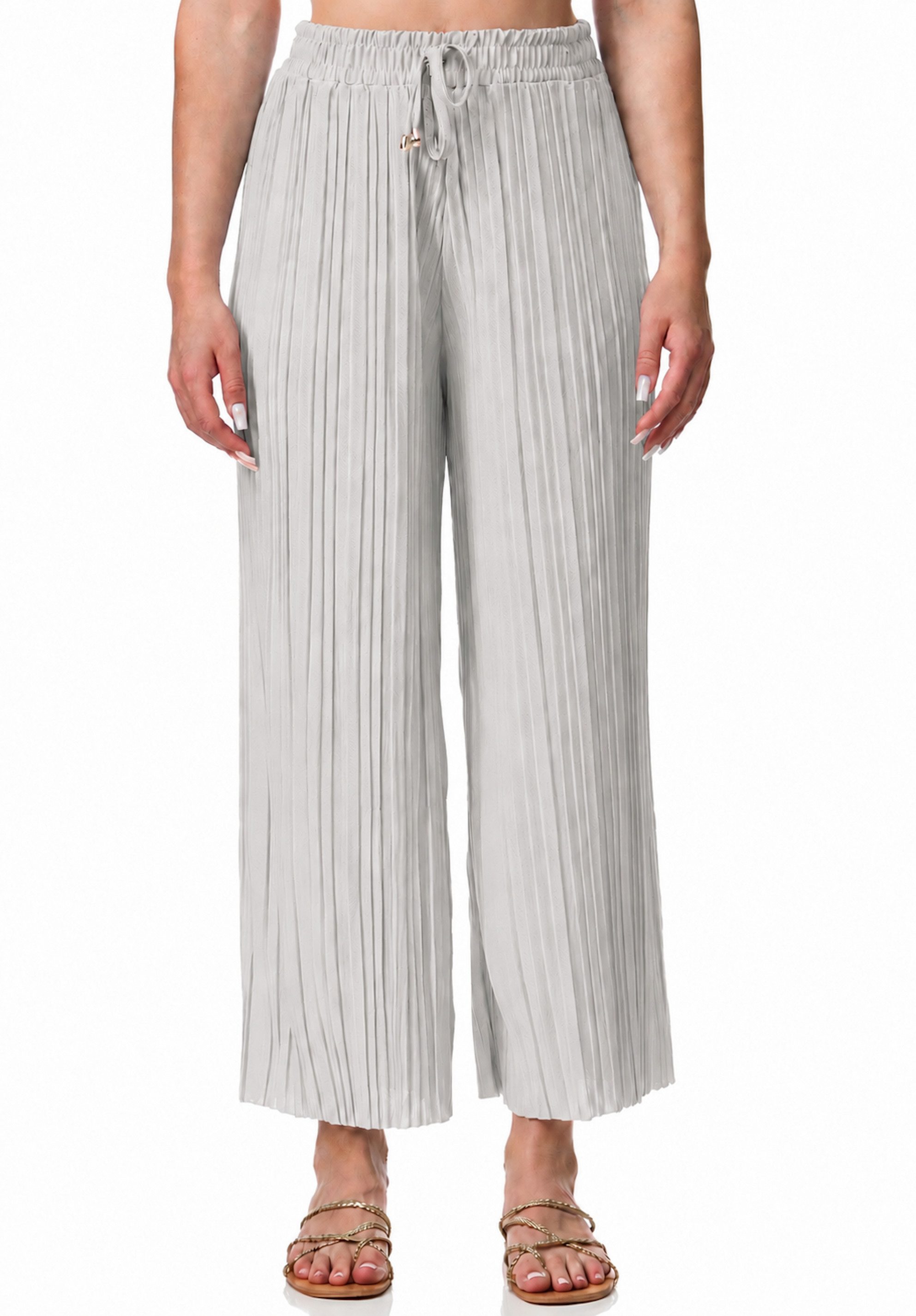 Worldclassca Stoffhose Worldclassca Stoffhose Plissierte Sommer Hose weitem Bein Faltenhose Neue Kollektion - Stilvolle und gemütliche Sommer Mode für Damen