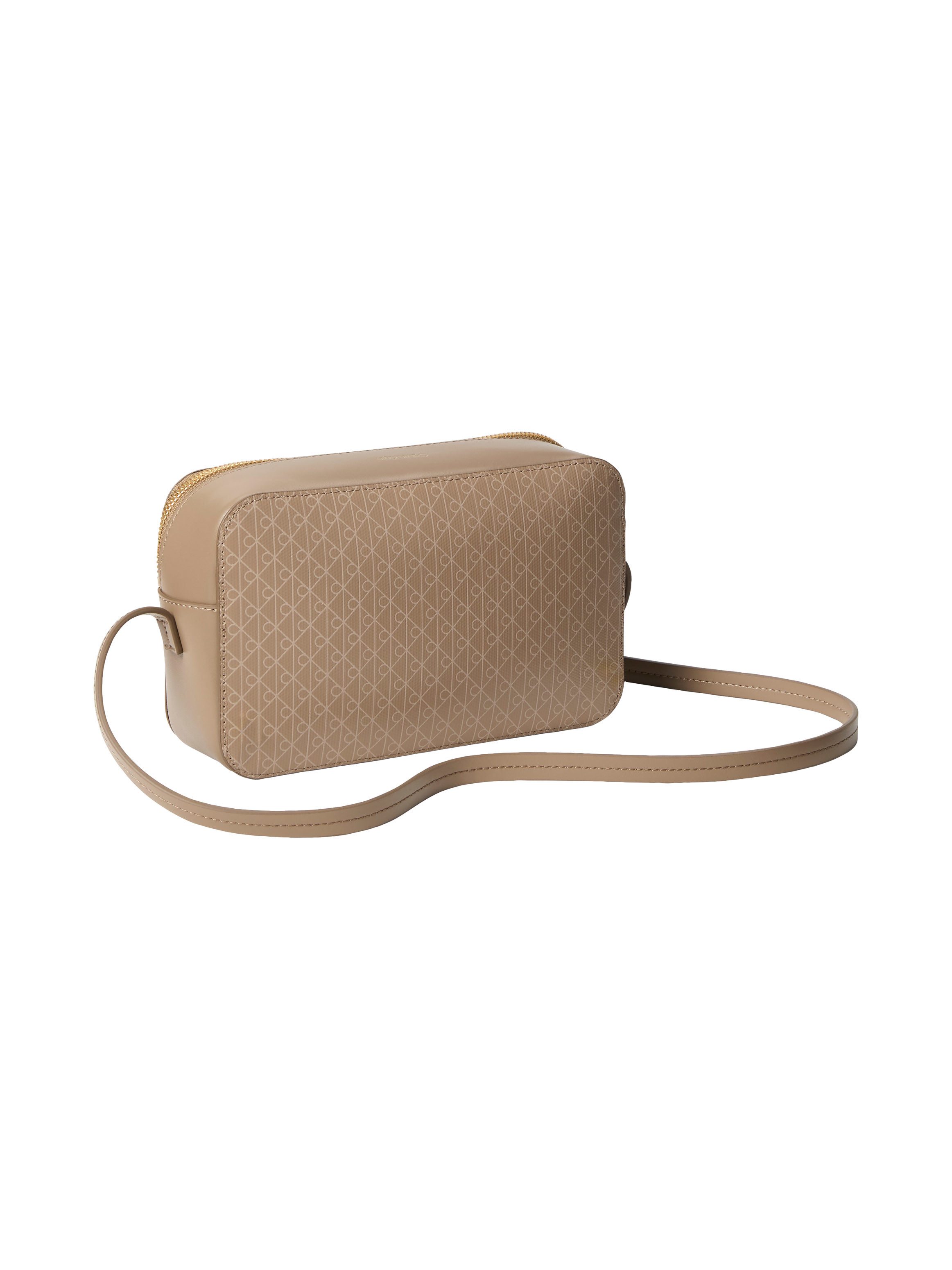 Calvin Klein Mini Bag AOP ELONGATED CAMERA BAG, kleine Damen-Umhängetasche, Schultertasche mit Monogramm-Print
