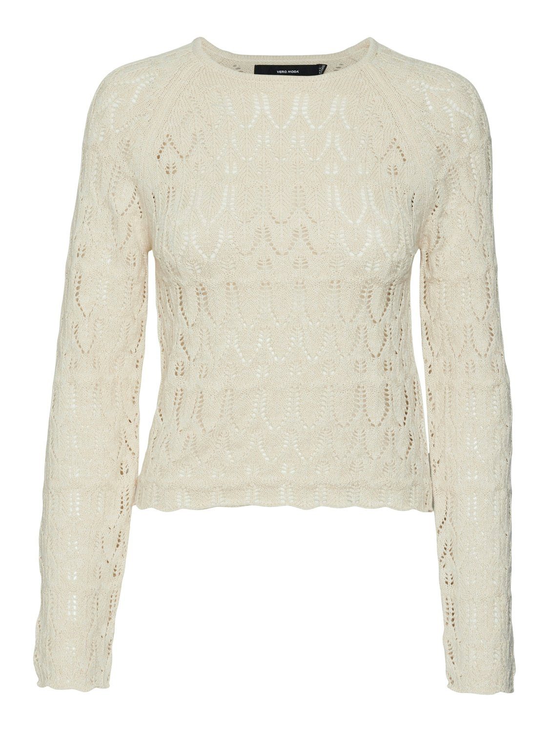 Vero Moda Strickpullover VMNEWFABIENNE LS O-NECK PULLOVER NOOS im hochwertigen Ajourstrickmuster