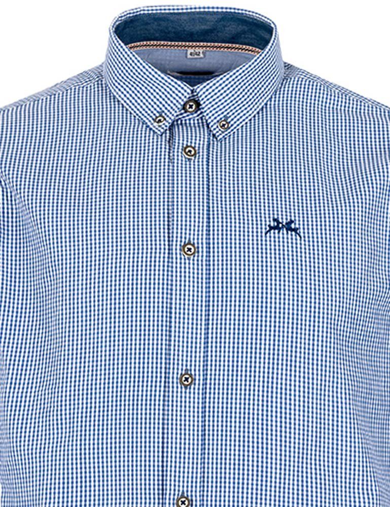 Maddox Trachtenhemd Kariertes Herrenhemd mit Hirsch Stickerei, Navy B günstig online kaufen
