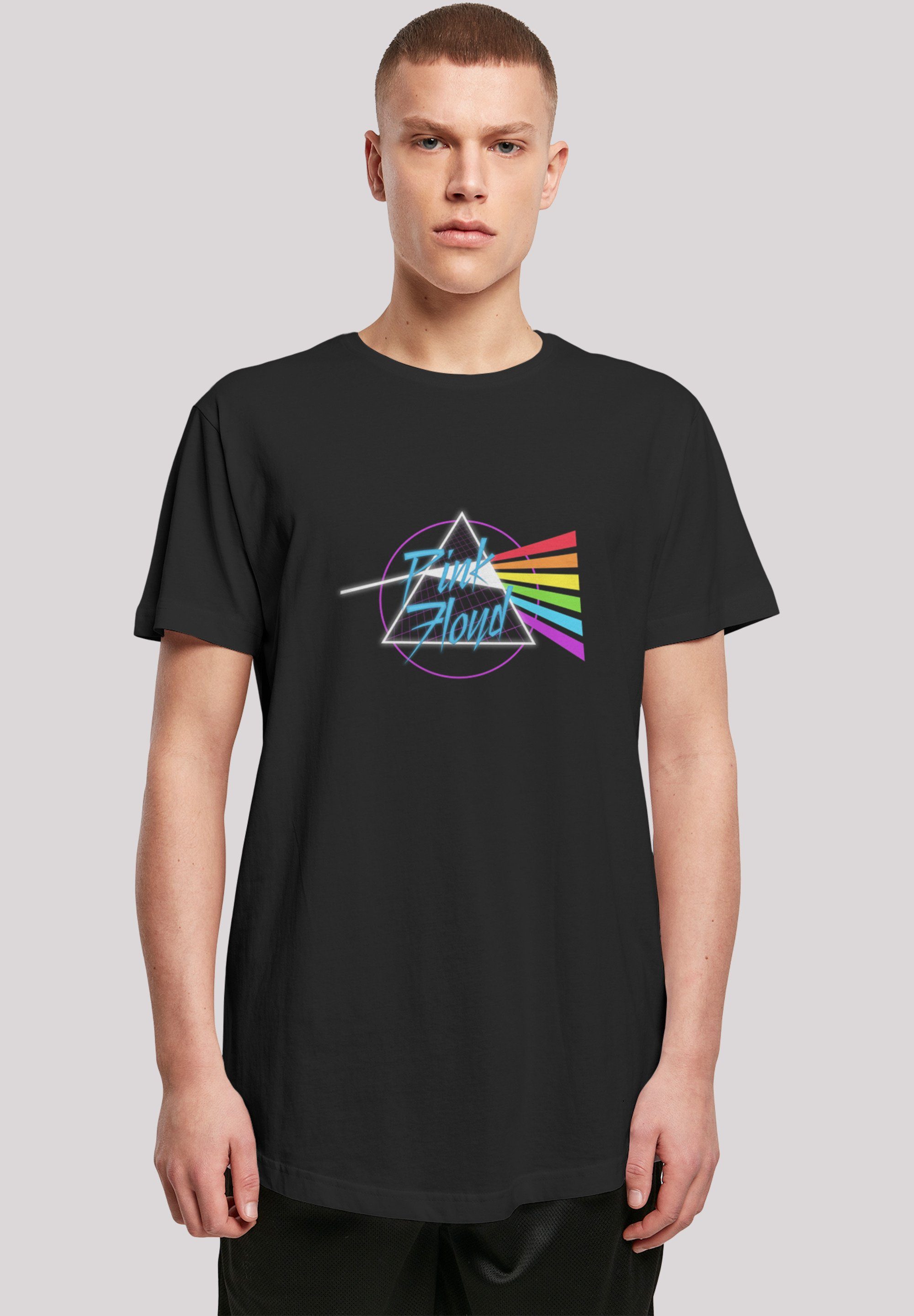 F4NT4STIC T-Shirt Long Cut T-Shirt Pink Floyd Neon Dark Side Logo Rock Shirt Print