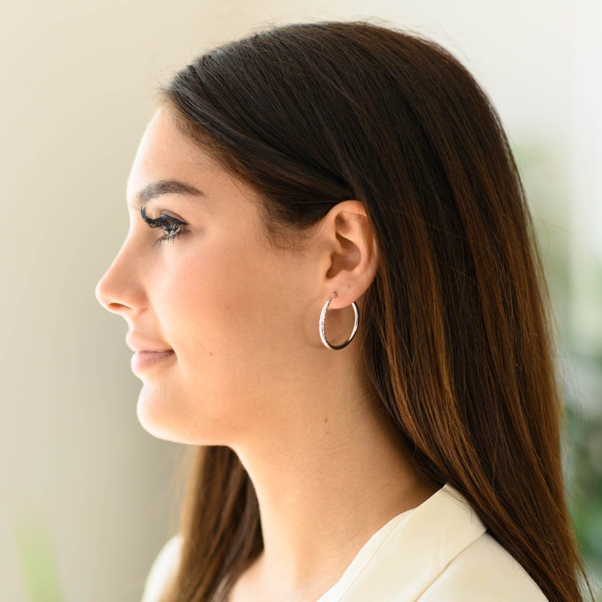 Materia Paar Creolen Damen Silber Glitzereffekt Ø30mm SO-326, 925 Sterling günstig online kaufen