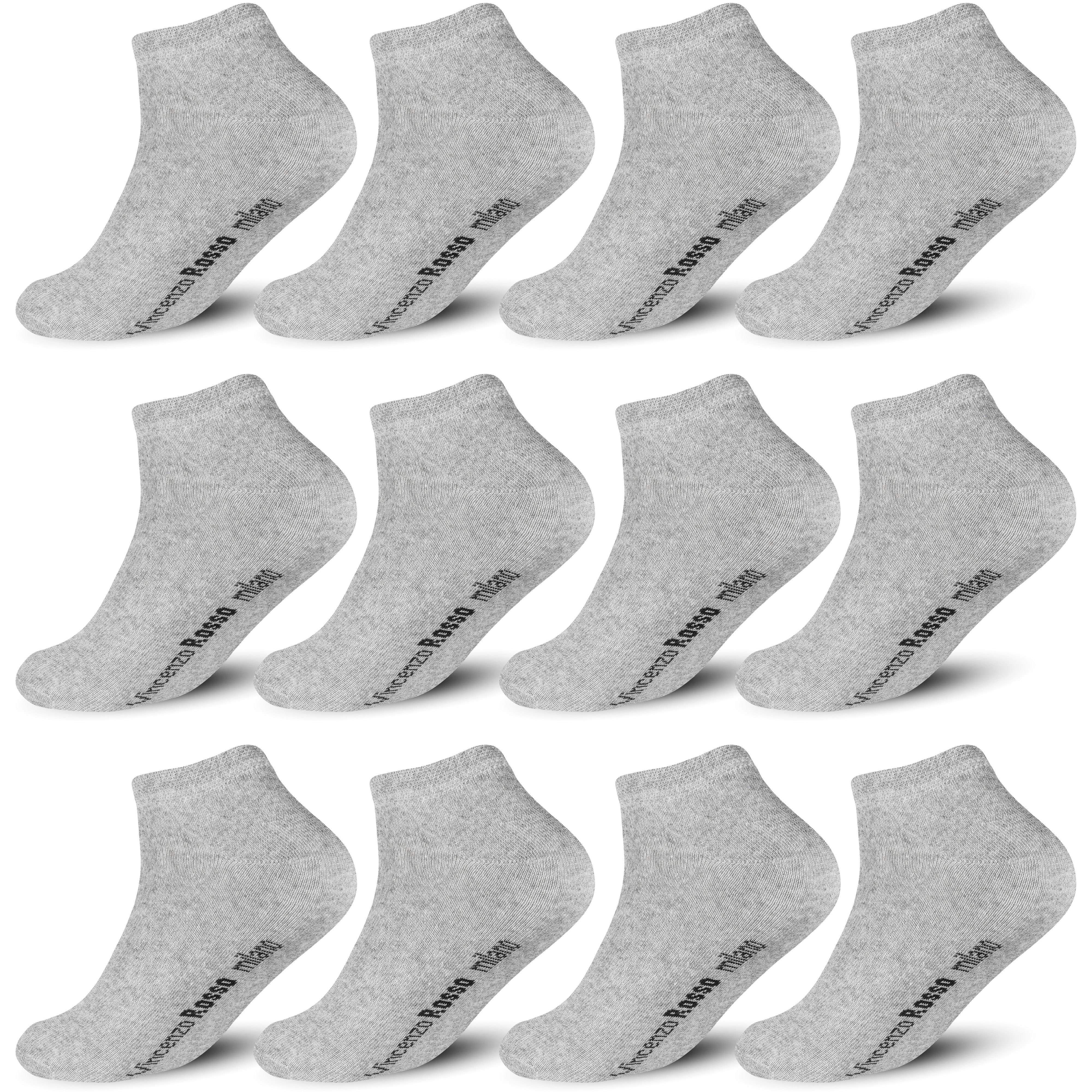 TEXEMP Sneakersocken 12 Paar Sneaker Damen Herren Sport Schwarz Weiß Füßlinge Socken Baumwolle Quarter Grau Langlebig & Kurz Robust (Packung)