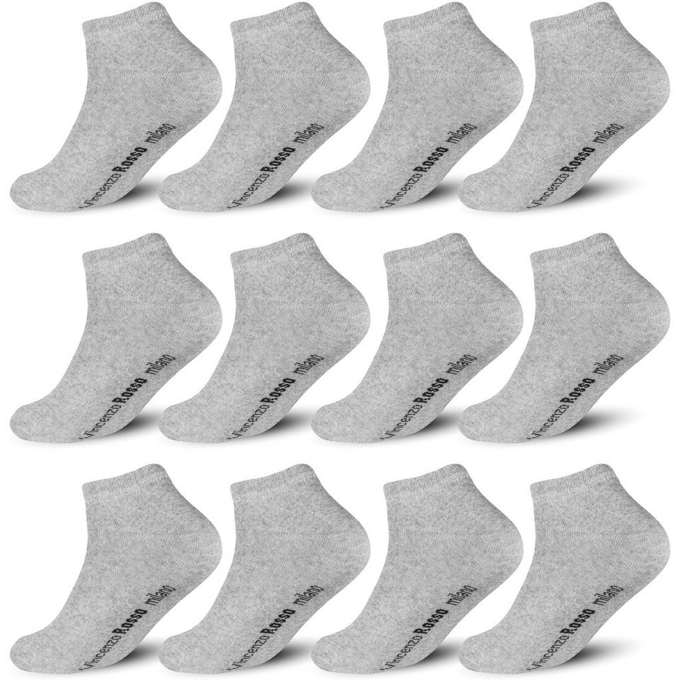TEXEMP Sneakersocken 12 Paar Sneaker Socken Baumwolle Herren Damen Sport  Schwarz Weiß Grau Kurz Füßlinge Quarter (Packung) Langlebig & Robust