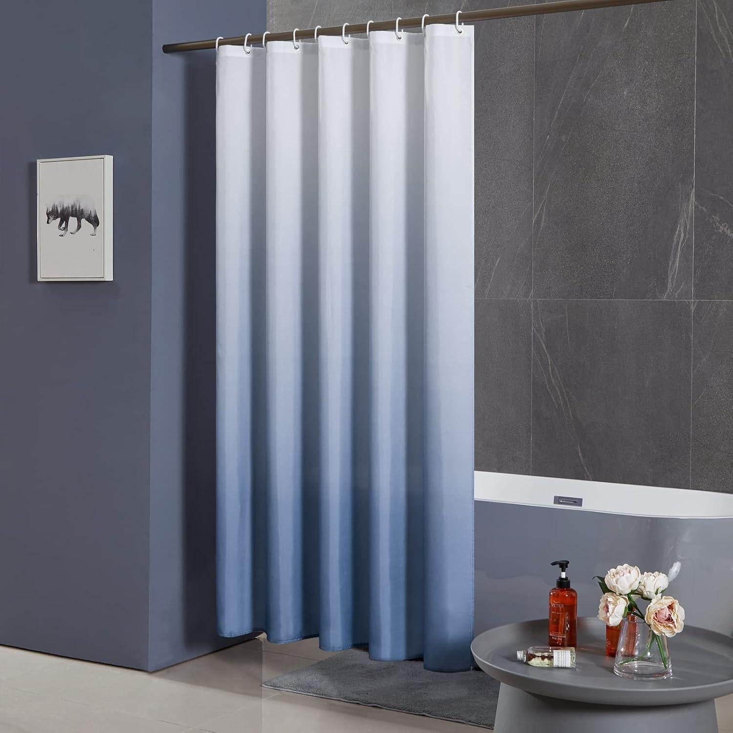 LuxusKollektion Duschvorhang Duschvorhang Textil Schimmel resistente Weiß Dunkelblau 100x200cm