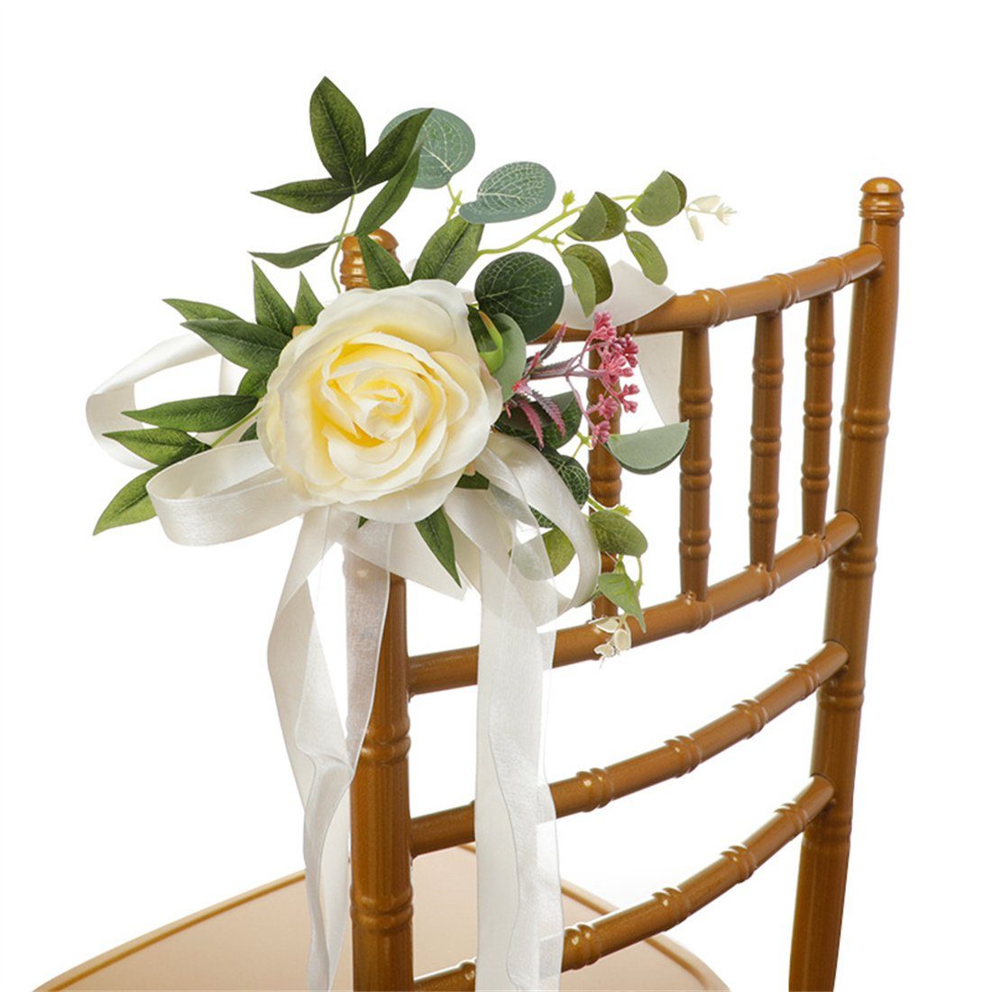 Kunstkranz Dekorative Blumen für die Grün, simuliertes bei Hochzeiten, Stuhllehne Gelb DÖRÖY