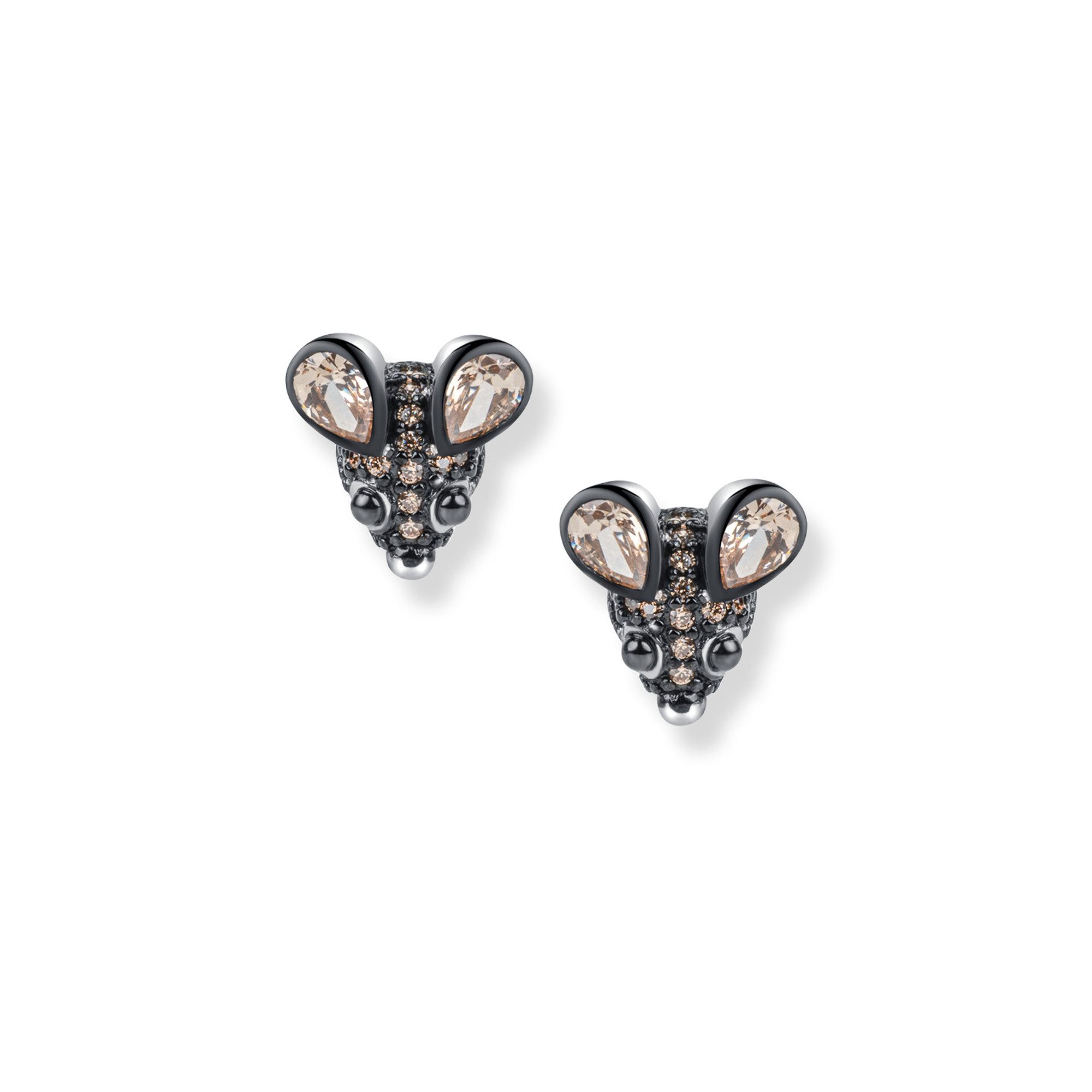 Seinerzeit FLORA & FAUNA Paar Ohrstecker Felipe Maus Серьги, Material: 925 Sterling Silber, rhodiniert, geschwärzt