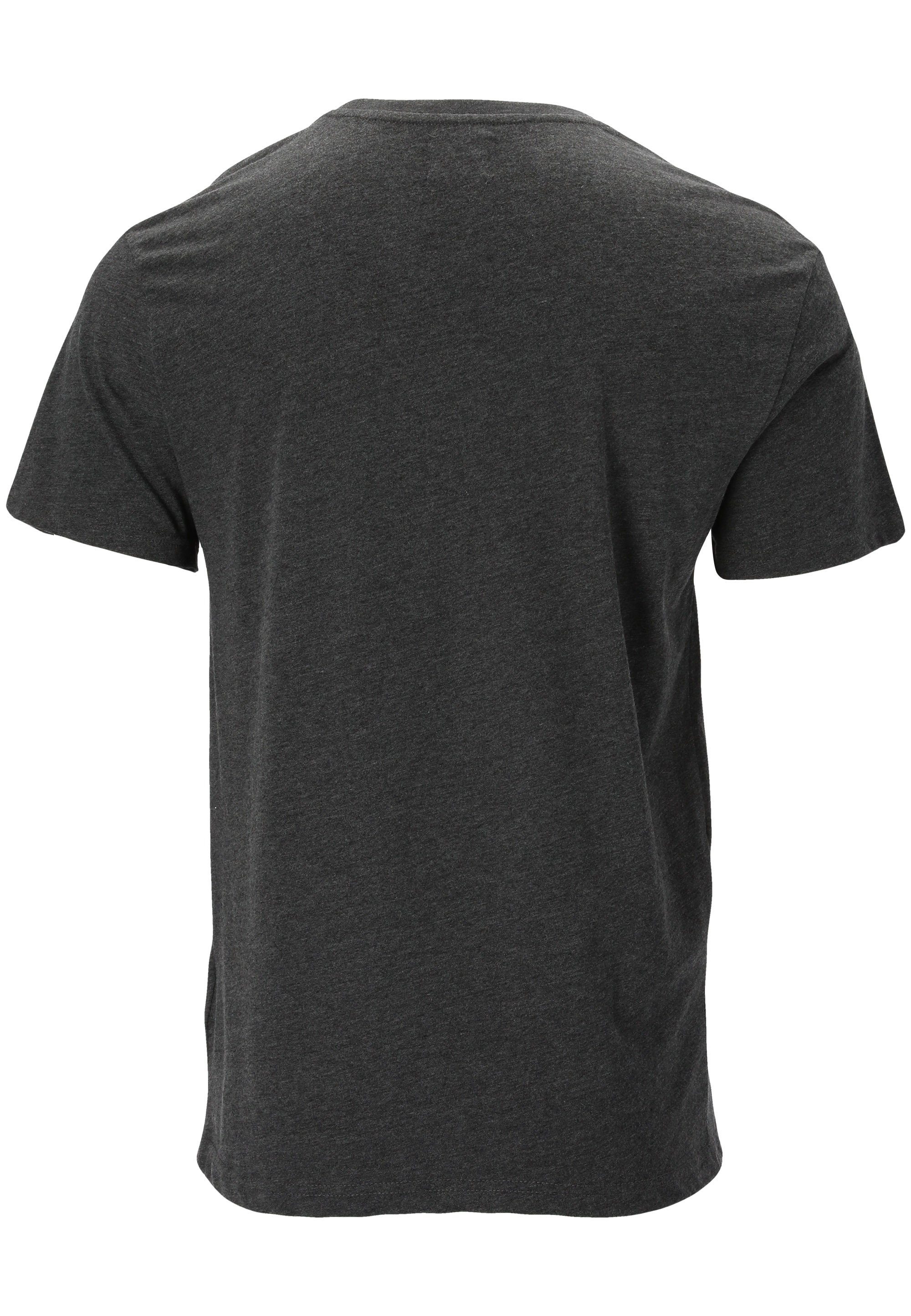 Baumwolle CRUZ Highmore aus reiner T-Shirt dunkelgrau-meliert