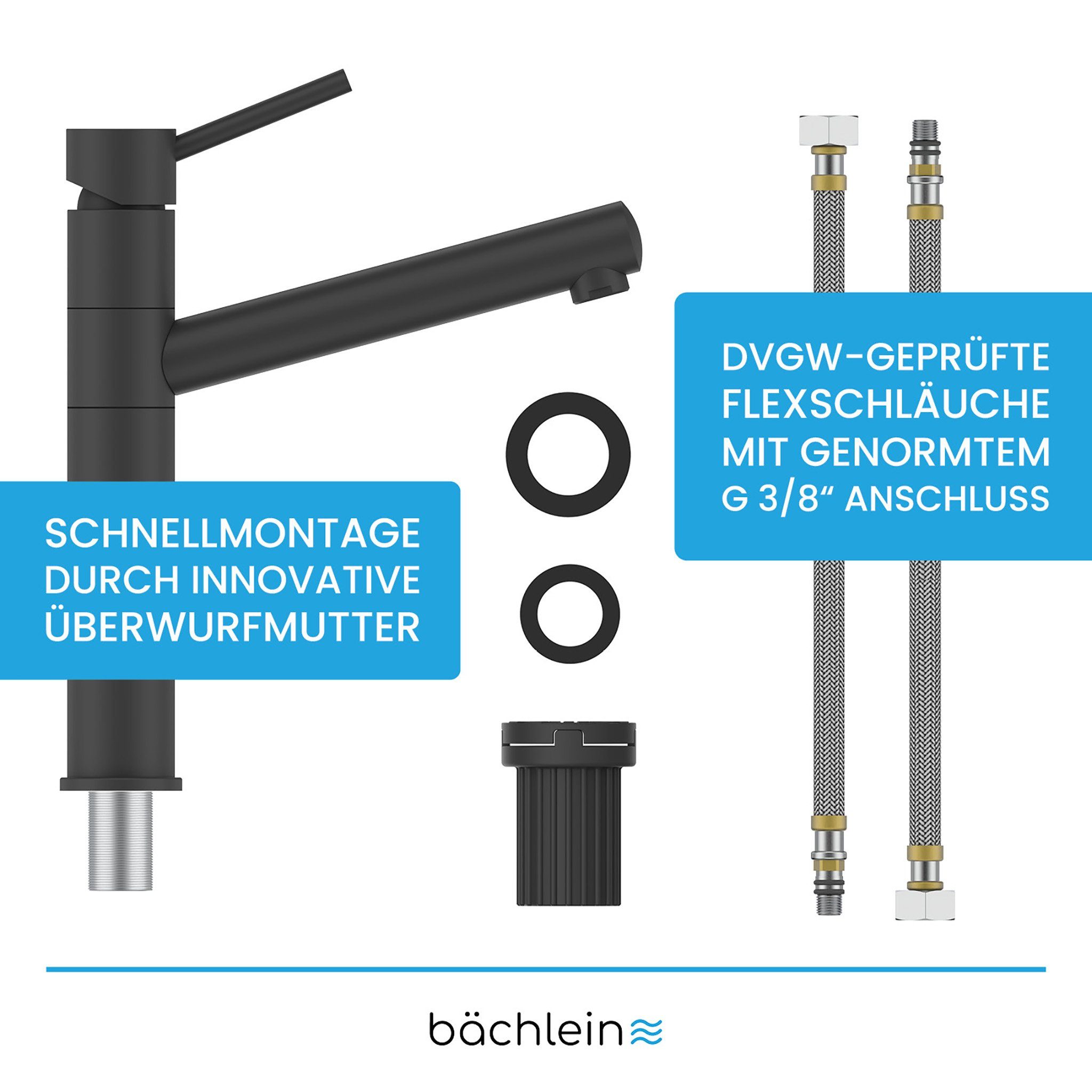 Küchenarmatur schwarz Miro Bächlein matt Spültischarmatur