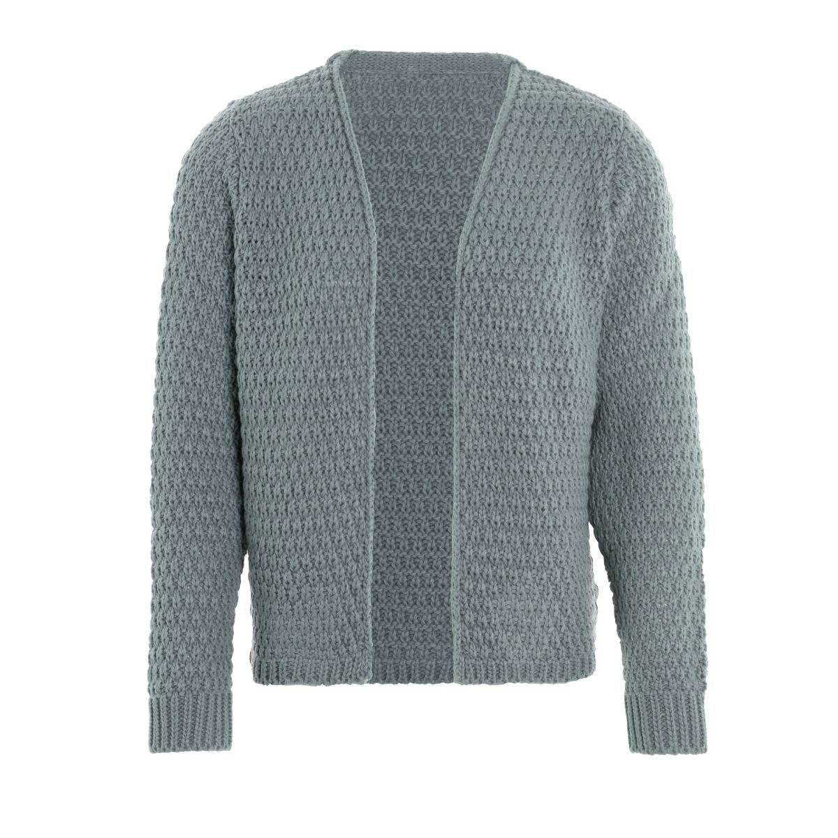 Knit Factory Strickjacke Becky Kurze Strickjacke Stone Green 40/42 (1-tlg) Jacke Strickjacke warme Jacke