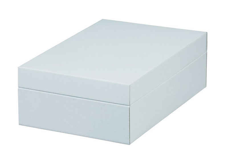 NIPS Aufbewahrungsbox PREMIUM mit flächenbündigem Deckel (1 St), weiß, B/H/T: 55 x 18,5 x 37 cm, Wellkarton, Karton, Pappe