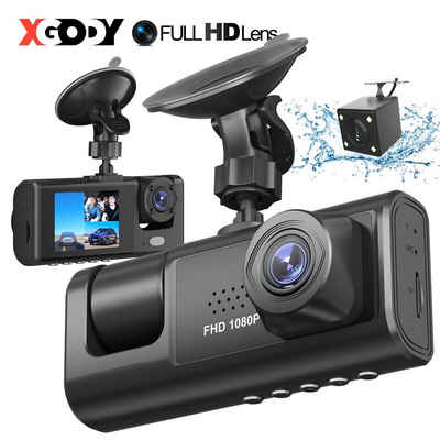 XGODY Panorama-Überwachung mit drei Linsen, HD-Videoaufzeichnung, Autoradio (Rundumüberwachung mit 100 W Frontpixel)