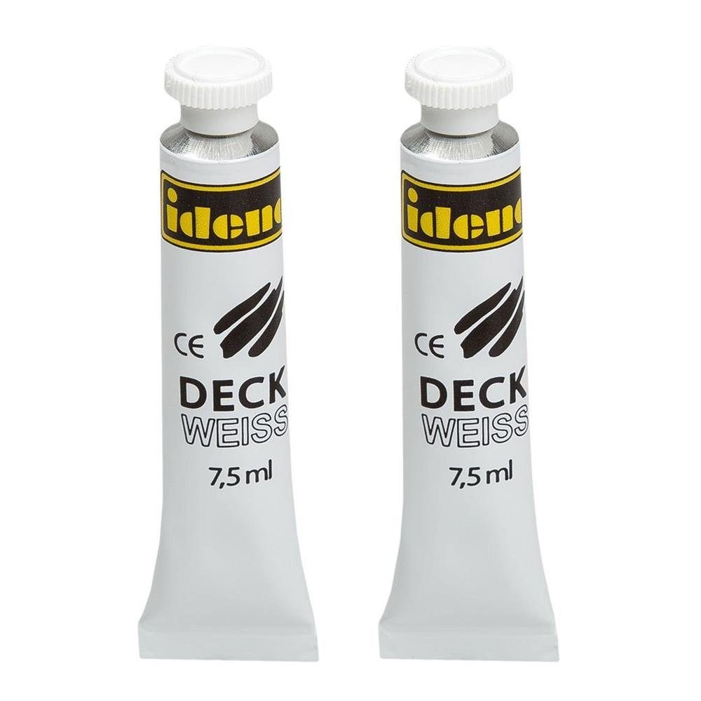 Idena Malpalette Deckweiß 623026, zum Mischen, Malfarbe für Schule, Wassermalerei, 2 Tuben
