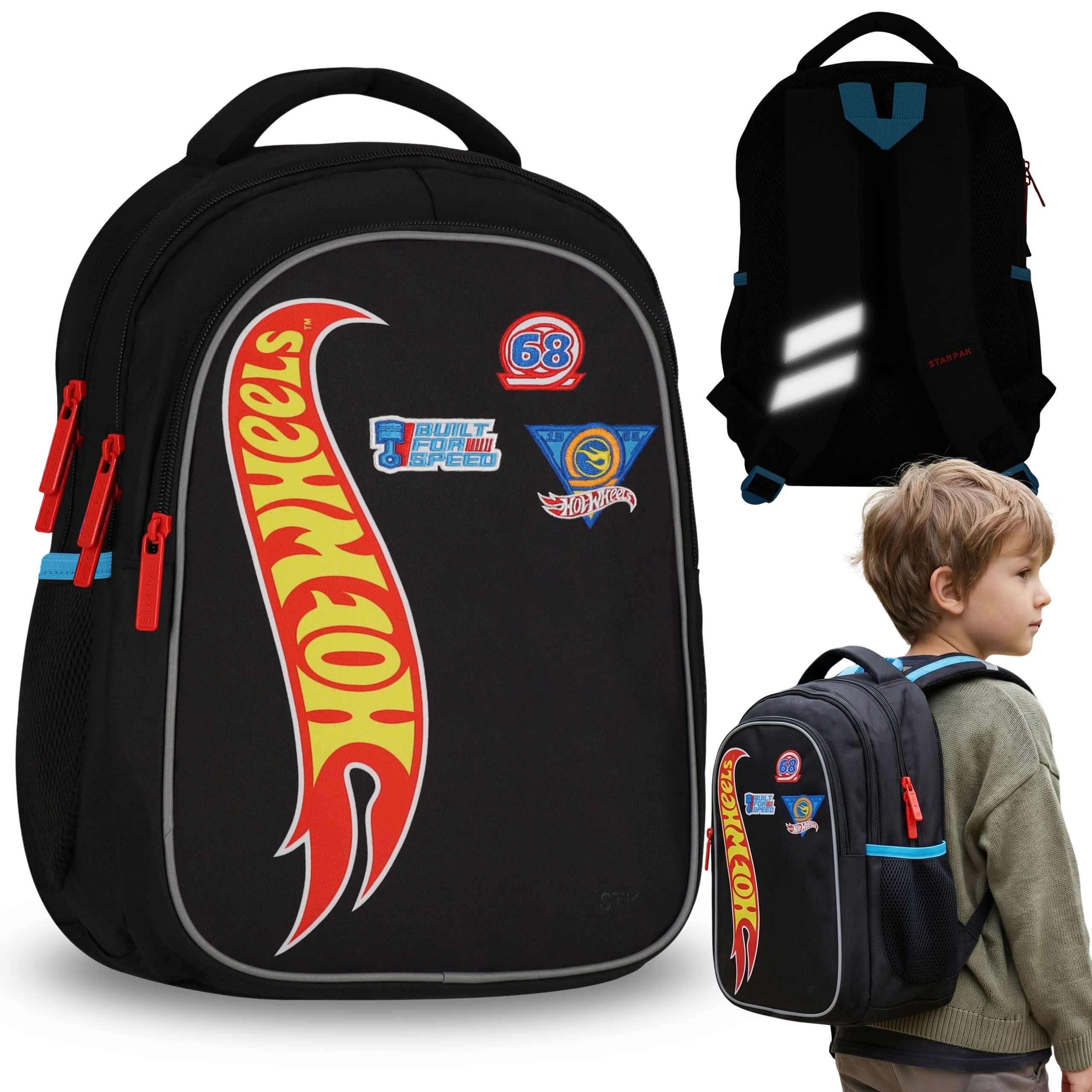 Hot Wheels Schulrucksack Hot Wheels Schulrucksack Jungen mit Reflektoren, 3-teilig, 23 l