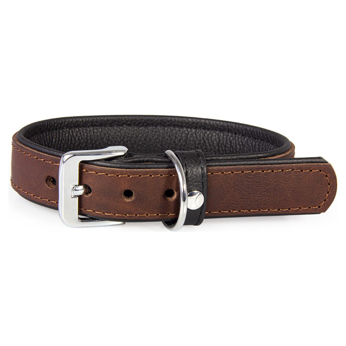 Das Lederband Hunde-Halsband Hundehalsband Vancouver Mocca/Black
