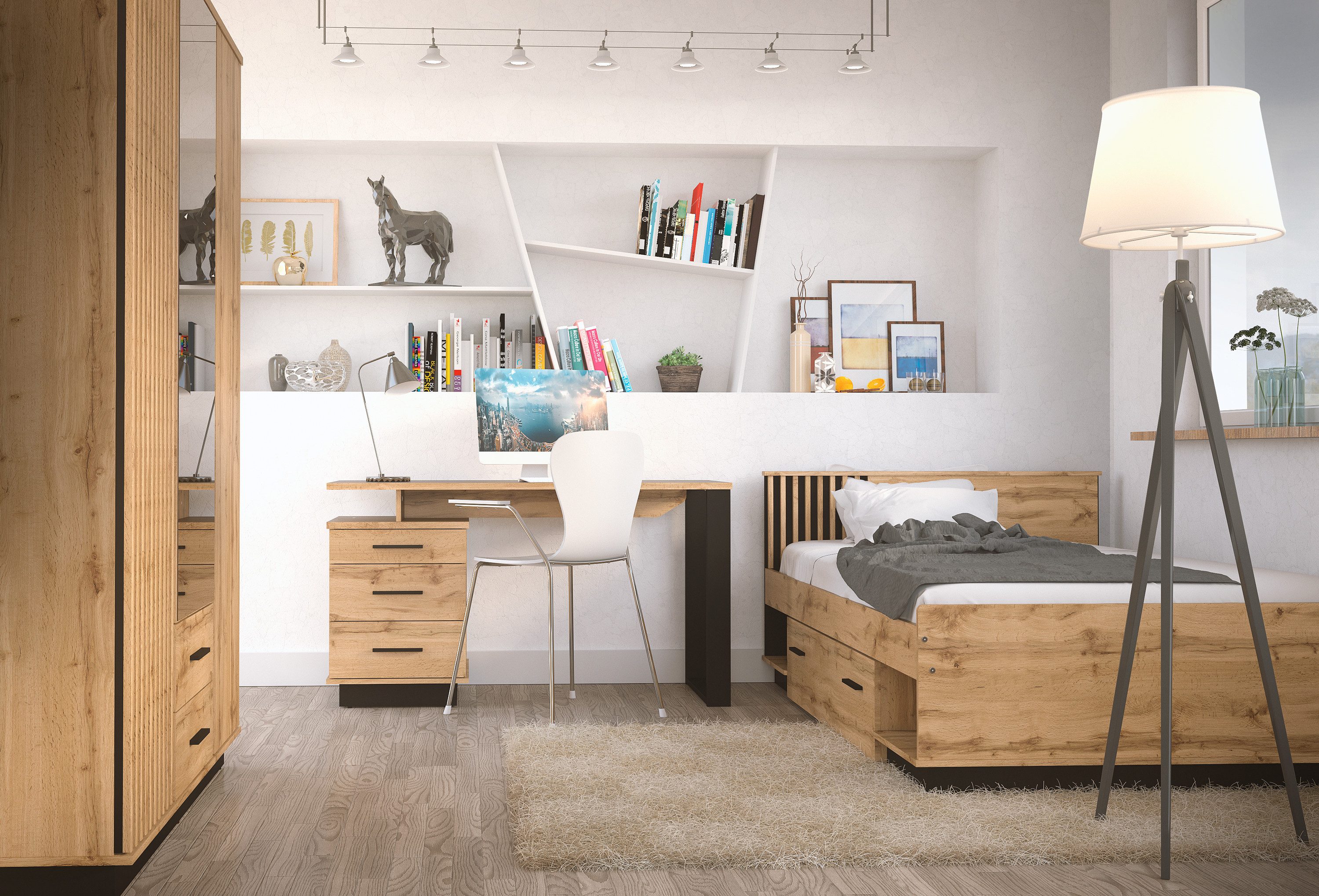 möbel-direkt.de Jugendzimmer-Set Lamelo, (Komplett Set, 4-tlg., günstig online kaufen