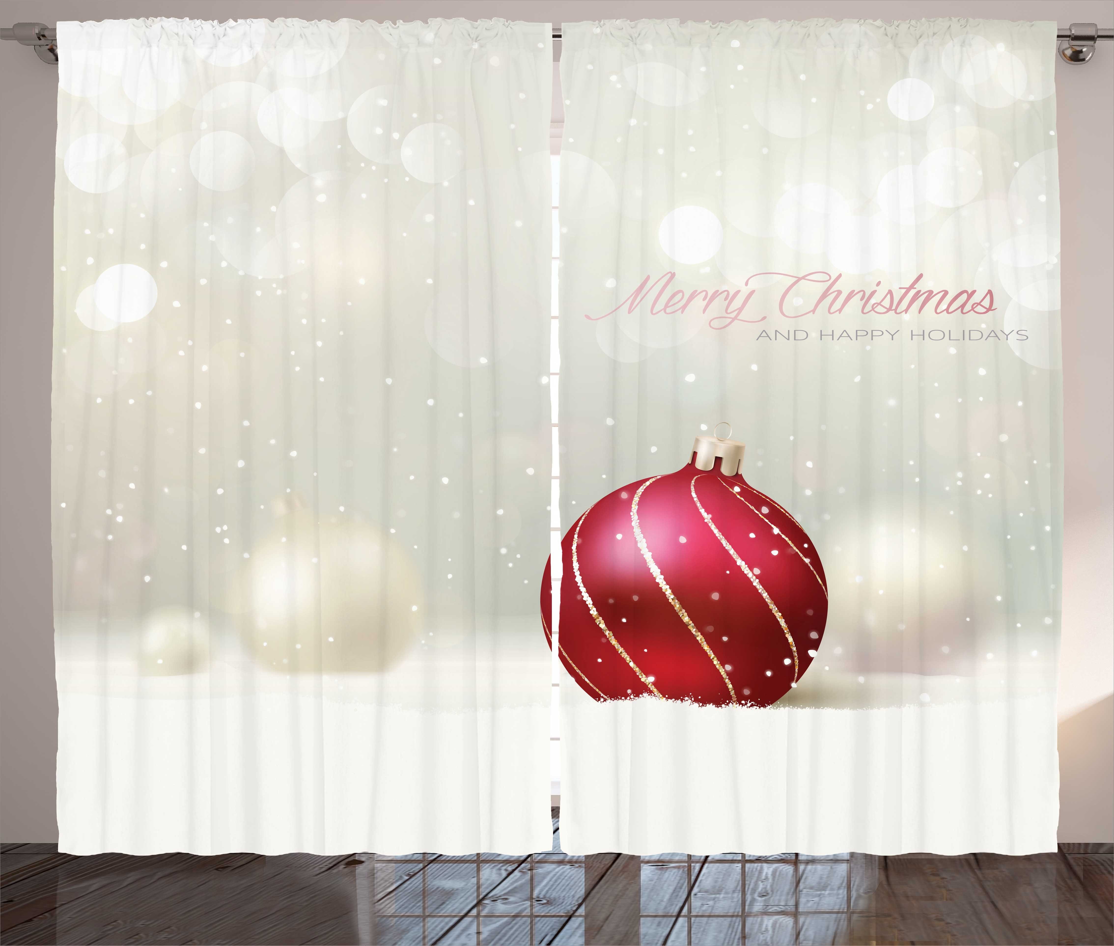 Gardine Schlafzimmer Abakuhaus, Weihnachten mit Vorhang Schlaufen Haken, Kräuselband mit und Linien Flitter