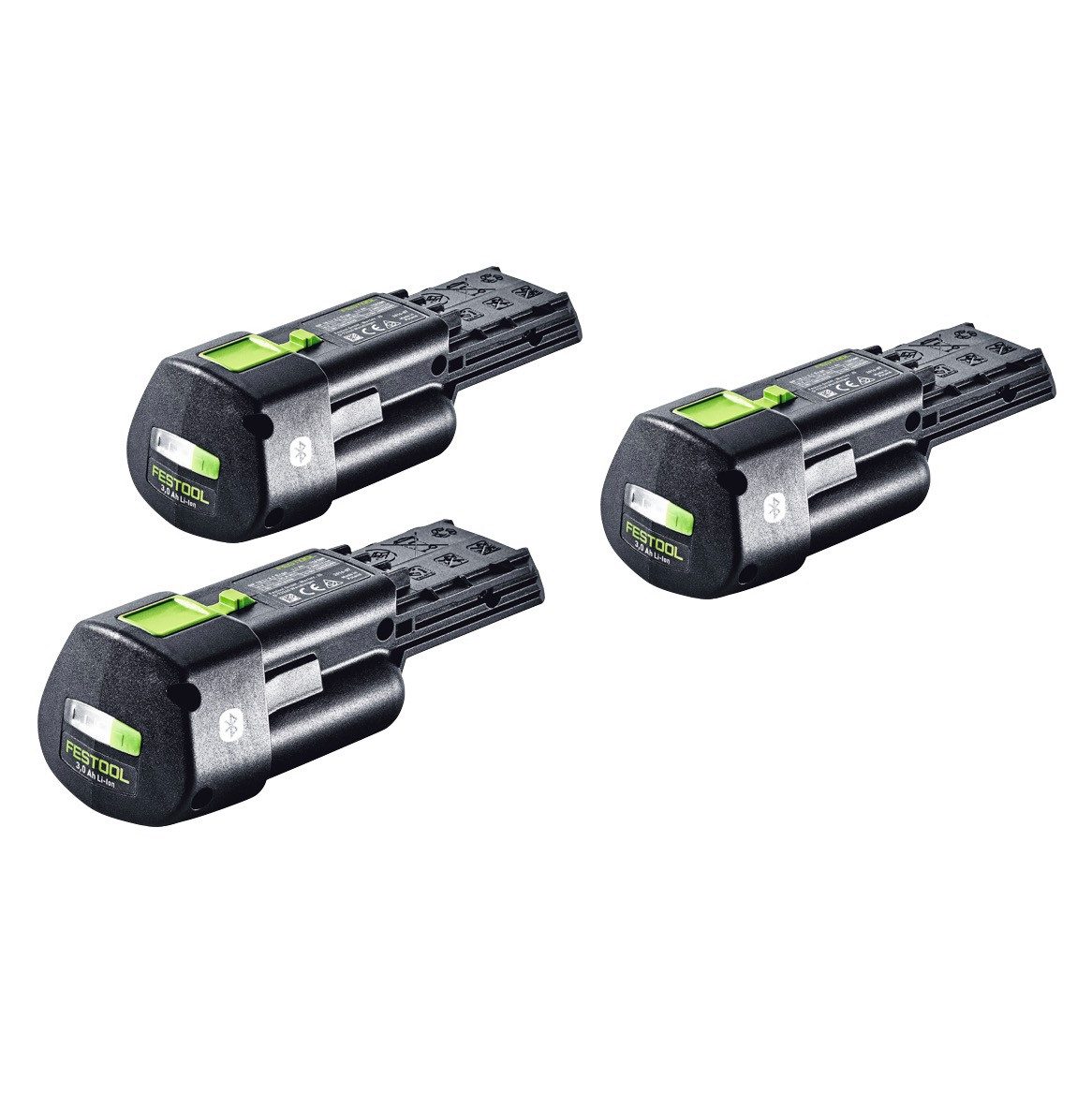 FESTOOL Akku Set 3x BP 18 Li 3,0 Ergo I Akku 18 V 3,0 Ah / 3000 mAh Li-Ion Akkupacks