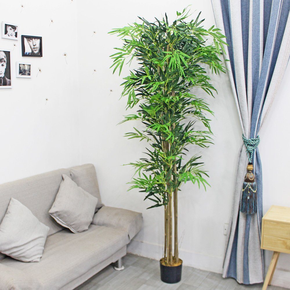 Kunstpflanze Bambus Echtholz Groß Decovego Pflanze 210cm mit Kunstpflanze Decovego, Künstliche