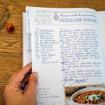 Eine der Guten Verlag Notizbuch Rezeptbuch - Meine liebsten Rezepte, Rosa, DIY Kochbuch zum Selberschreiben in A4, Backbuch schreiben, Hardcover