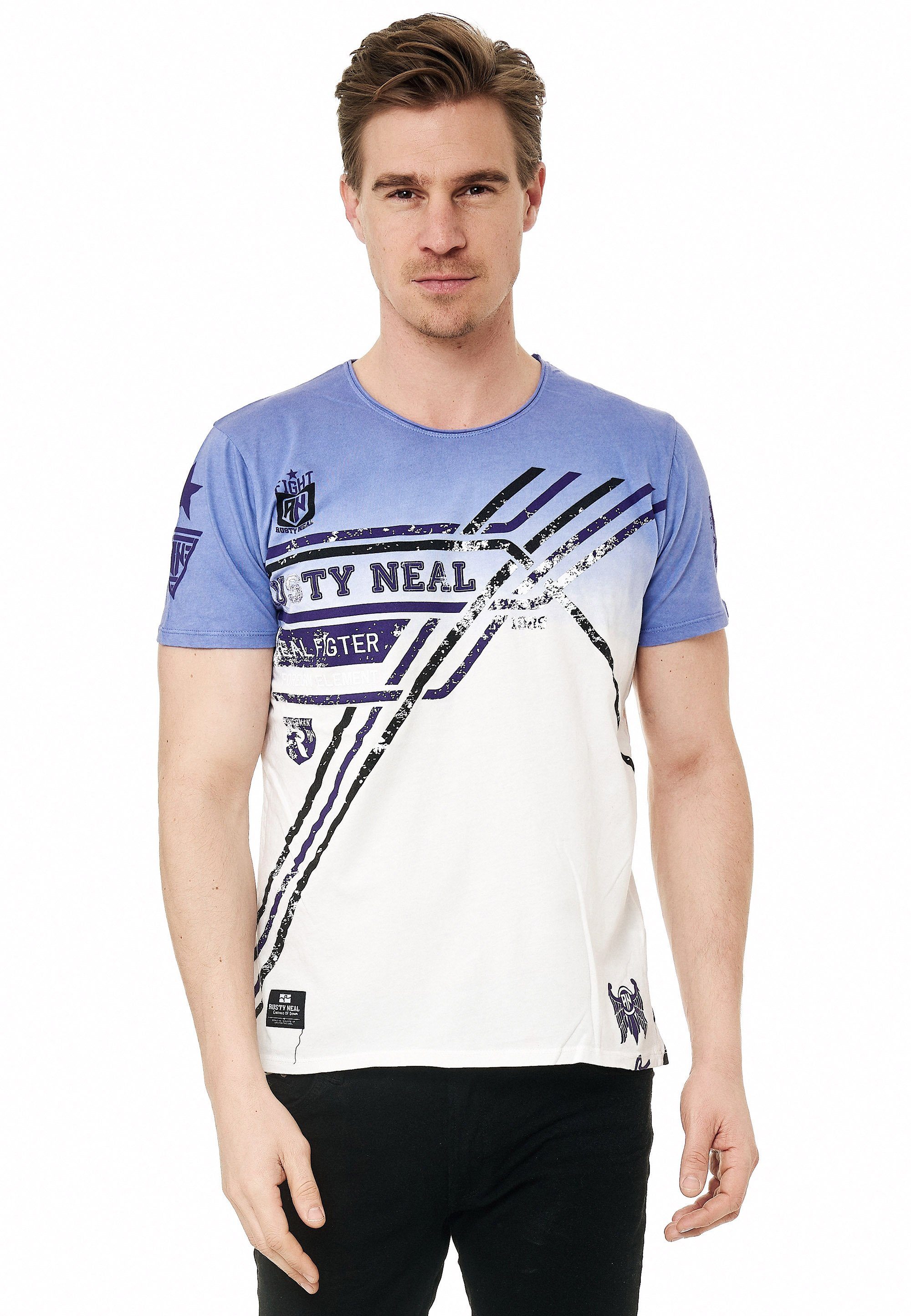 T-Shirt Rusty modernem lila mit Print Neal