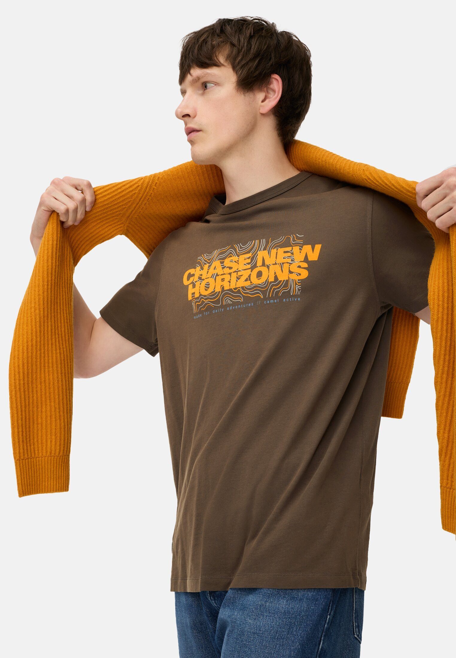 camel active Print-Shirt mit Rundhalsausschnitt Kurzarm