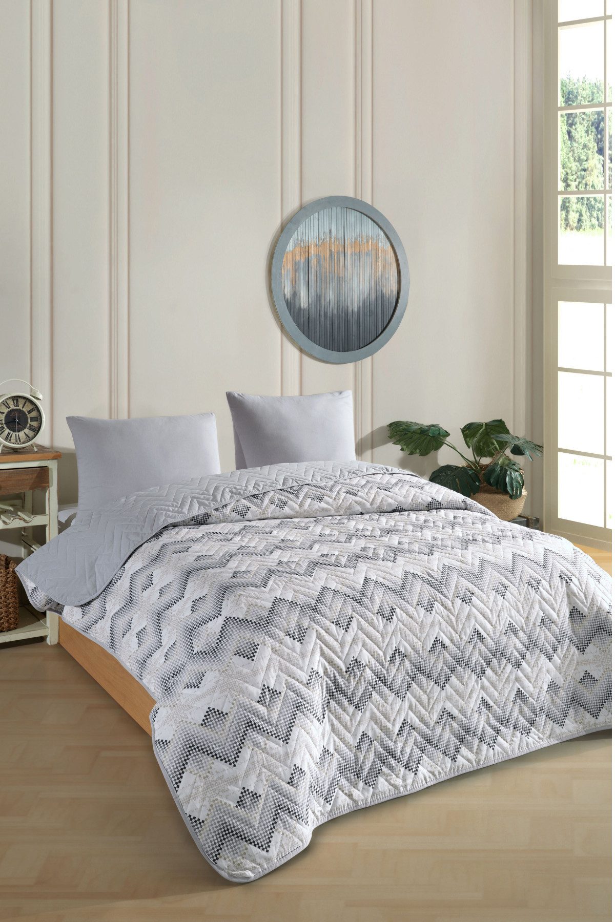 Formeya Tagesdecke Wendbare Piqué-Tagesdecke 160x230 cm für Einzelbett