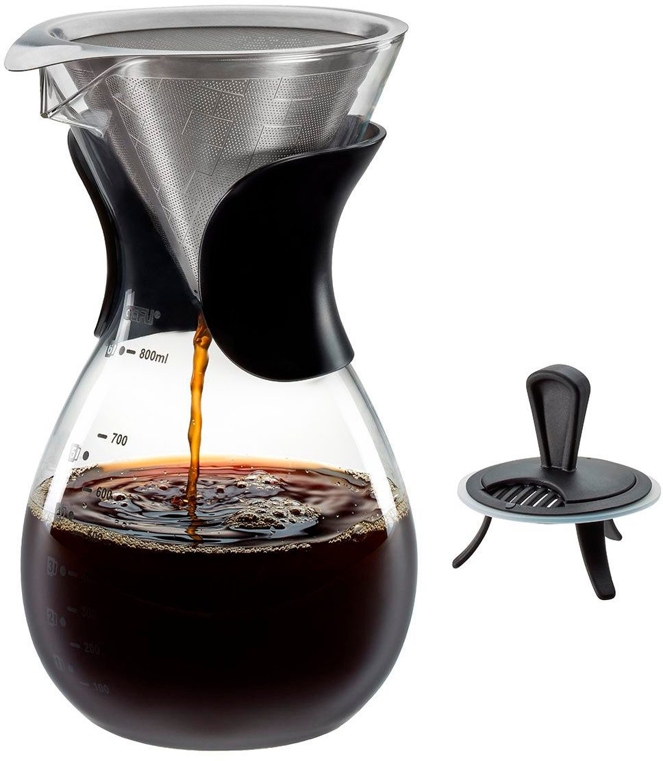 GEFU Кофеварки, 0,8l Kaffeekanne, Edelstahlfilter, hitzebeständiges Glas, 800 ml, kompaktes Design