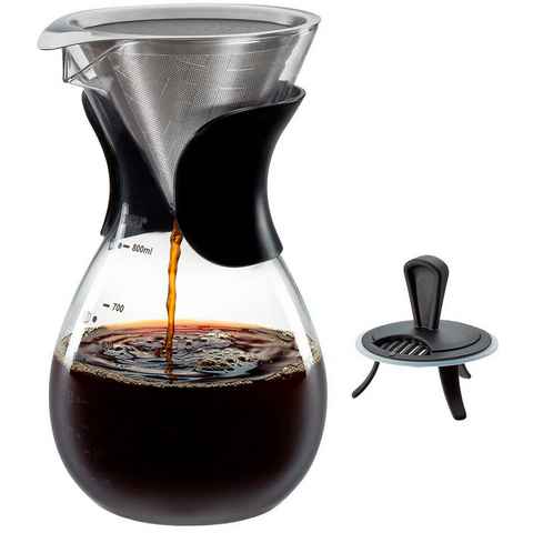 GEFU Kaffeebereiter BUTIO, 0,8l Kaffeekanne, Edelstahlfilter, hitzebeständiges Glas, 800 ml, kompaktes Design